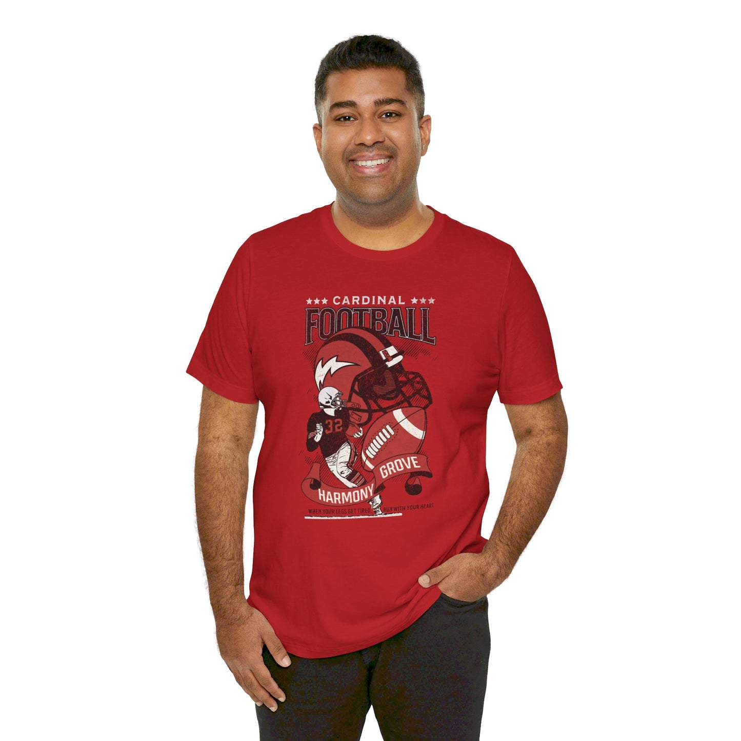 Vintage Cardinal Football - Bella + Canvas Short Sleeve Tee