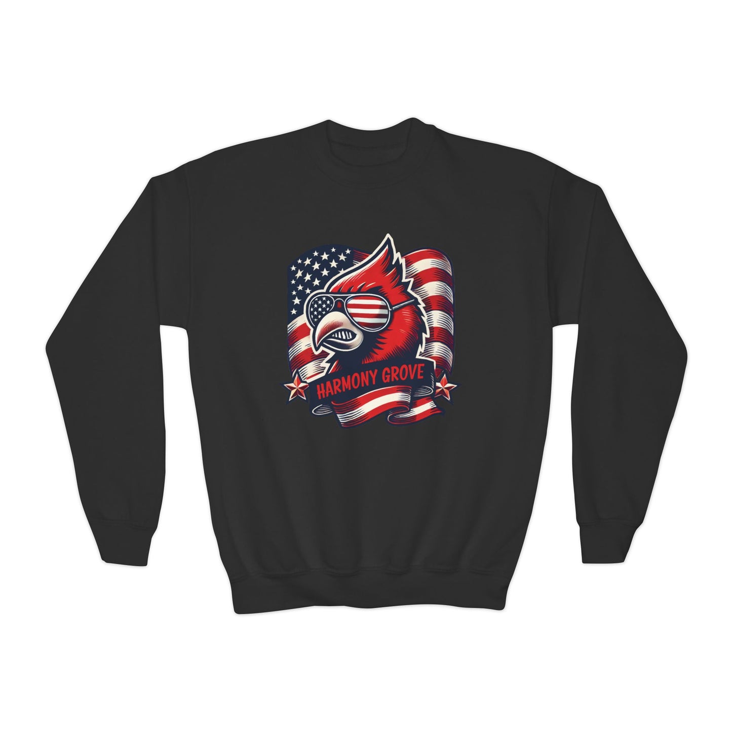 Patriotic Harmony Grove Cardinal - Youth Crew Sweatshirt