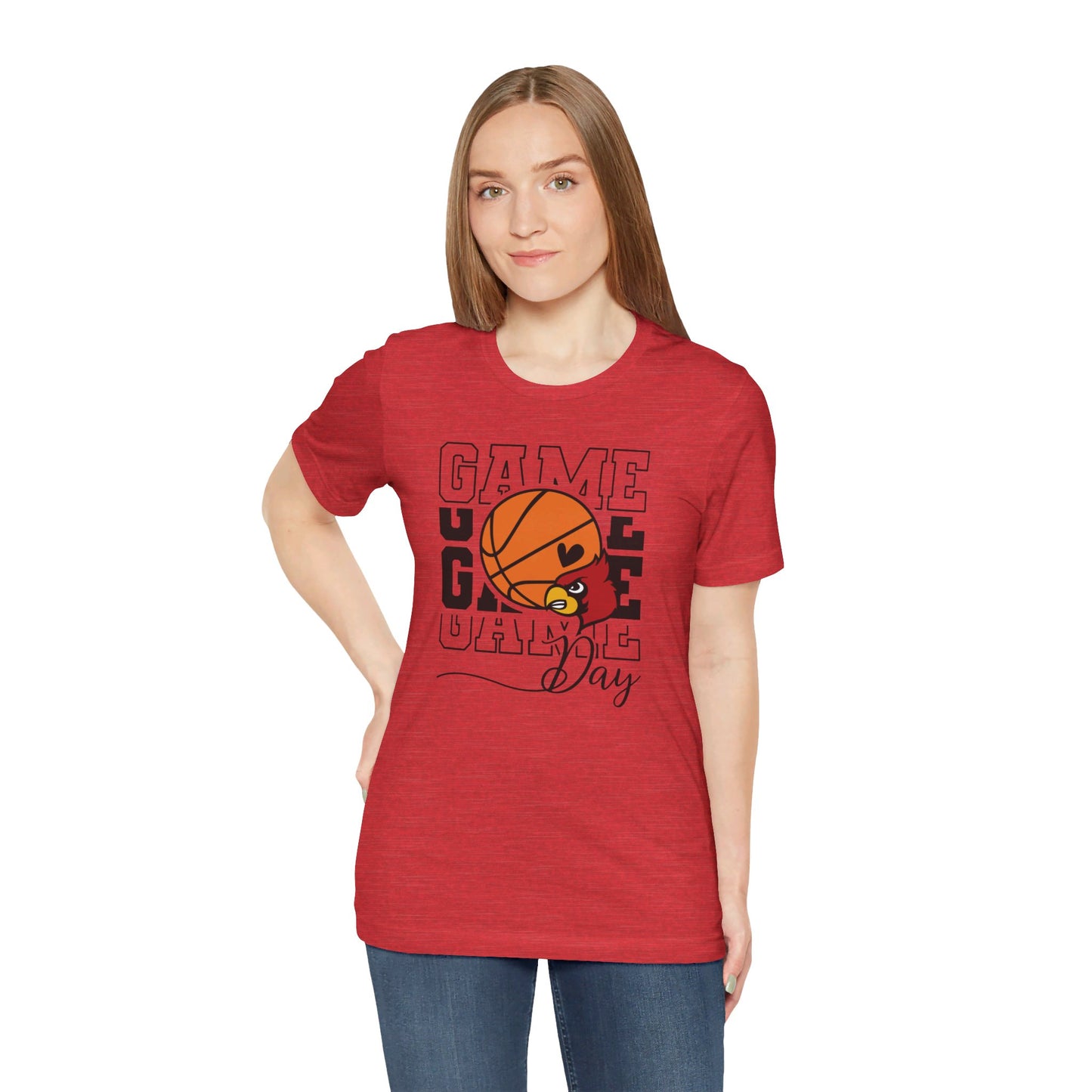 Cardinal Game Day Basketball - Bella + Canvas Short Sleeve Tee