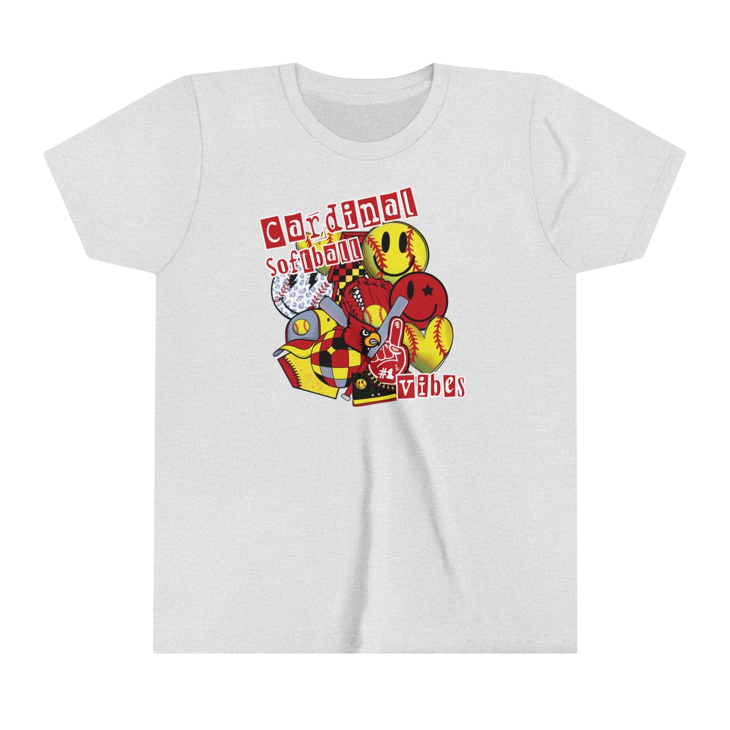 Cardinal Softball Vibes - Bella + Canvas Youth Tee
