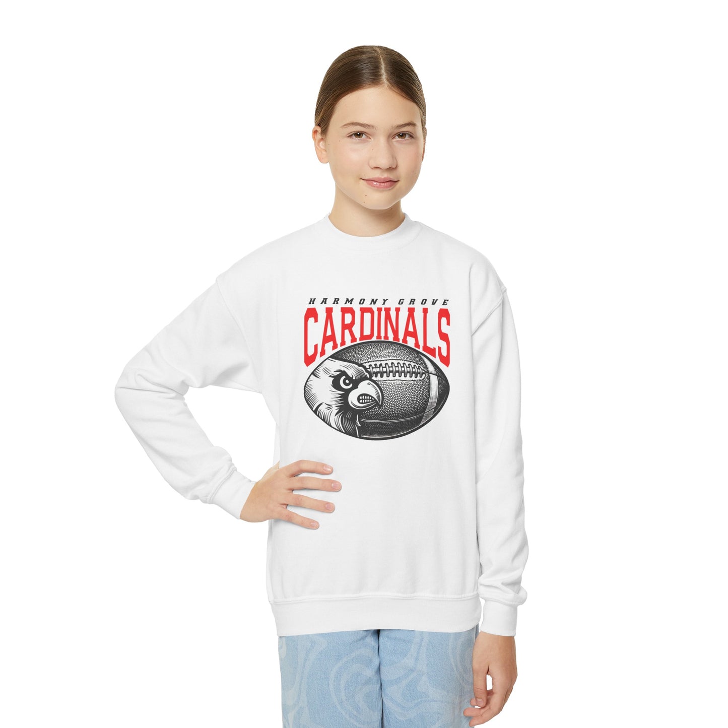 Harmony Grove Cardinals Football - Youth Crew Sweatshirt