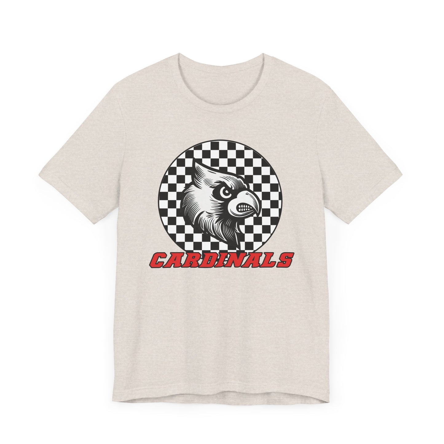 Cardinals Black and White Checkerboard - Bella + Canvas Short Sleeve Tee