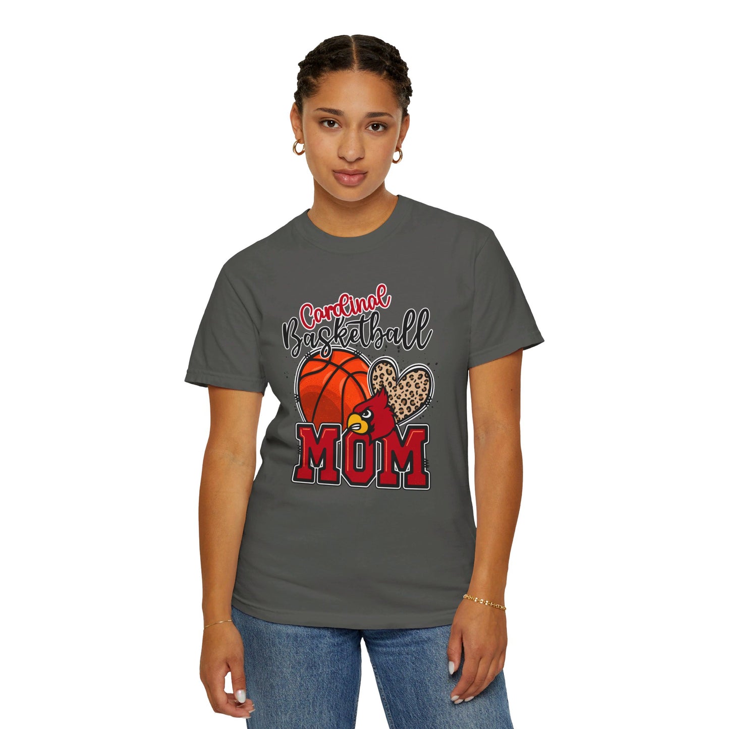 Cardinal Basketball Mom Leopard - Comfort Colors T-shirt