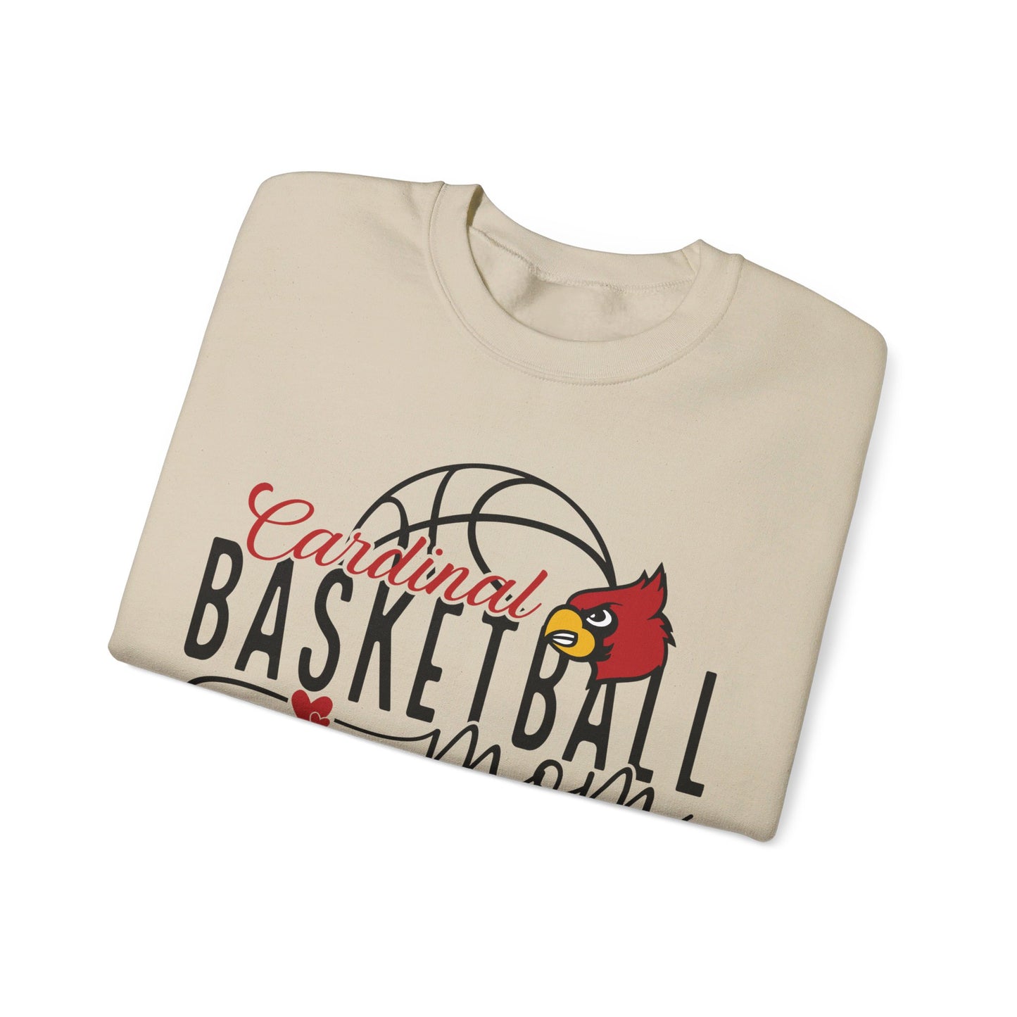 Cardinal Basketball Mom Hearts - Unisex Heavy Blend™ Crewneck Sweatshirt