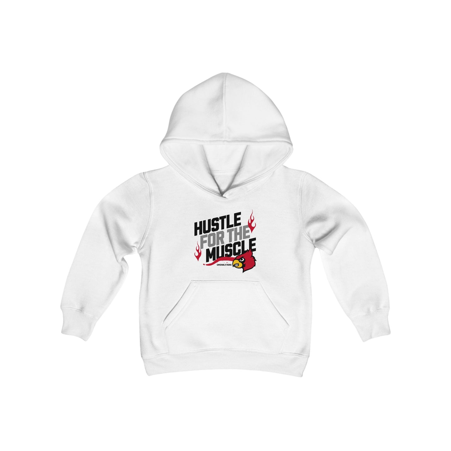 Hustle for the Muscle Cardinal - Youth Heavy Blend Hooded Sweatshirt