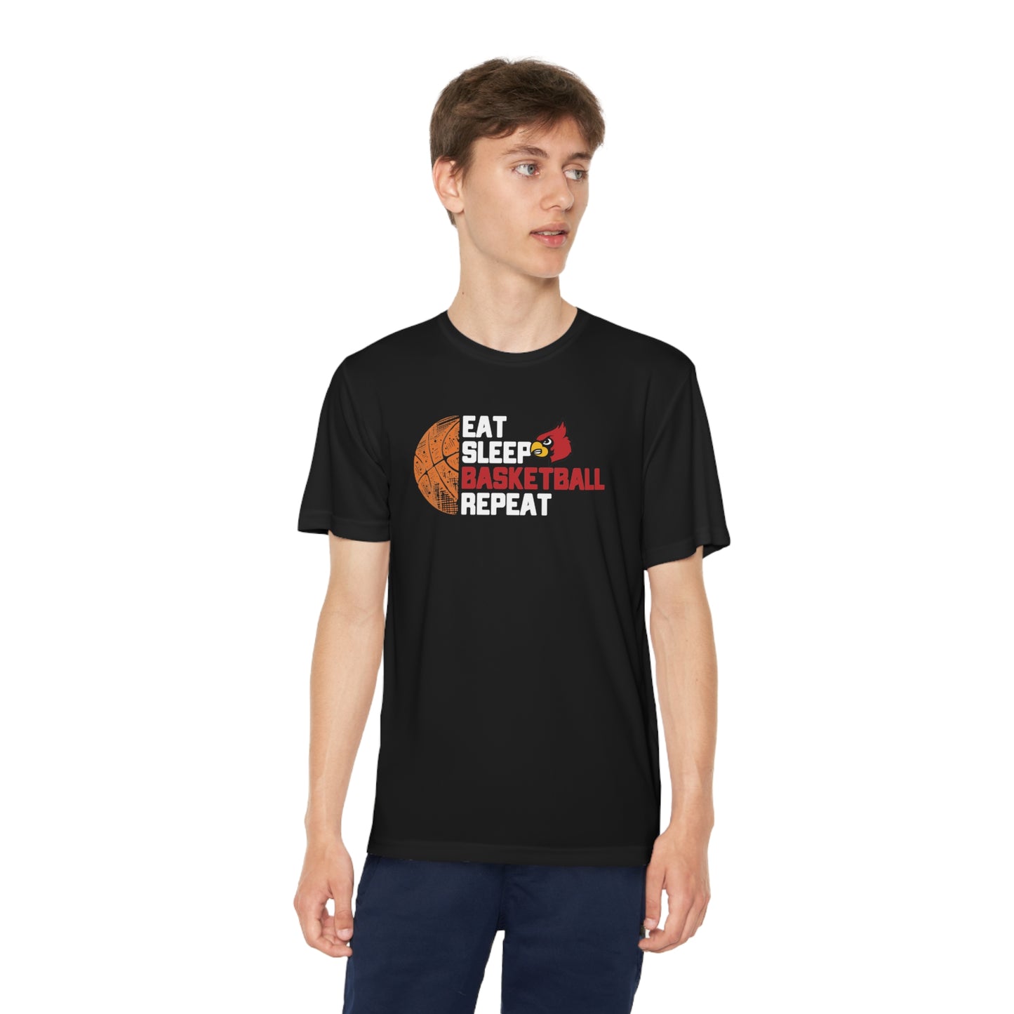 Eat Sleep Basketball Repeat - Youth Sport-Tek® Competitor™ Tee