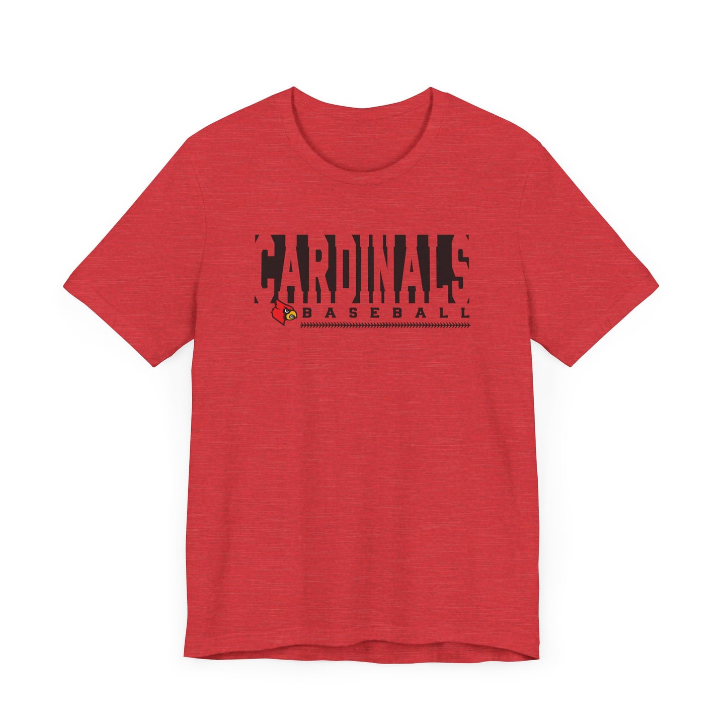 Cardinals Baseball Inset Text - Bella + Canvas Short Sleeve Tee