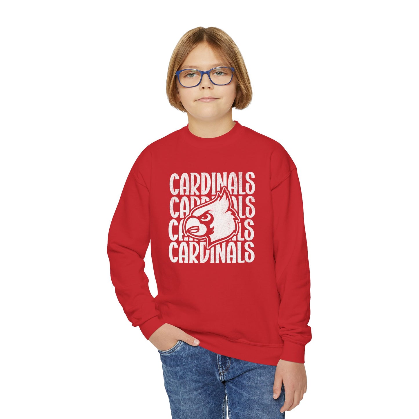 Vintage Cardinal 4 - Youth Crew Sweatshirt