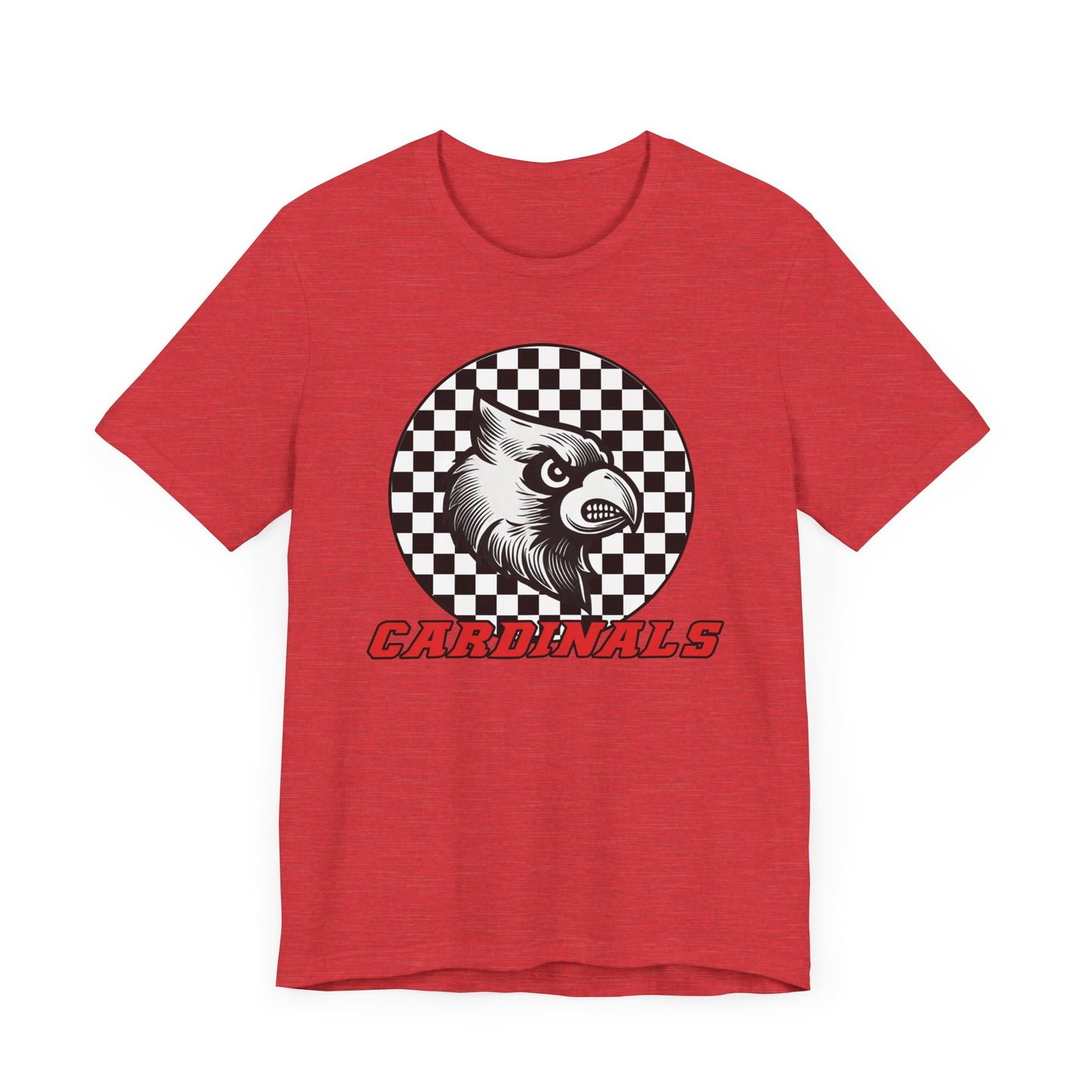 Cardinals Black and White Checkerboard - Bella + Canvas Short Sleeve Tee
