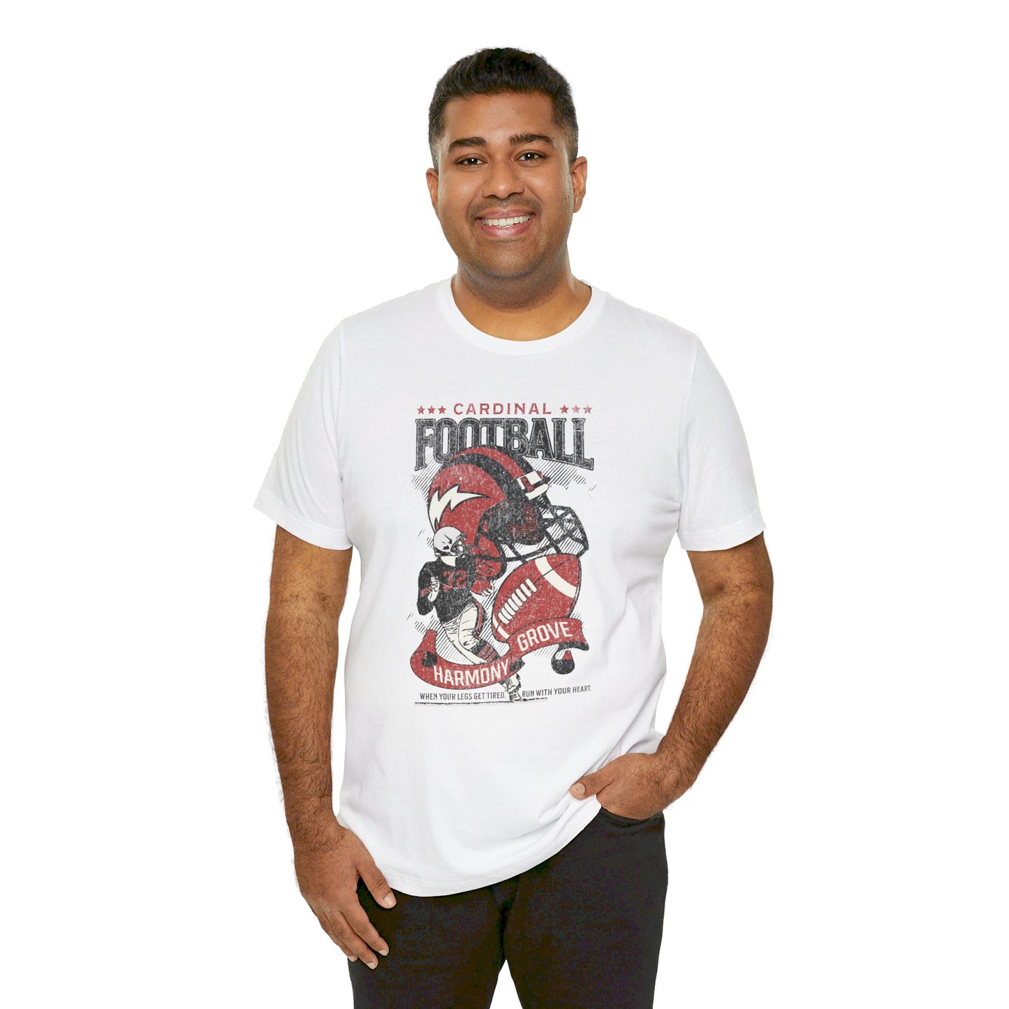 Vintage Cardinal Football - Bella + Canvas Short Sleeve Tee