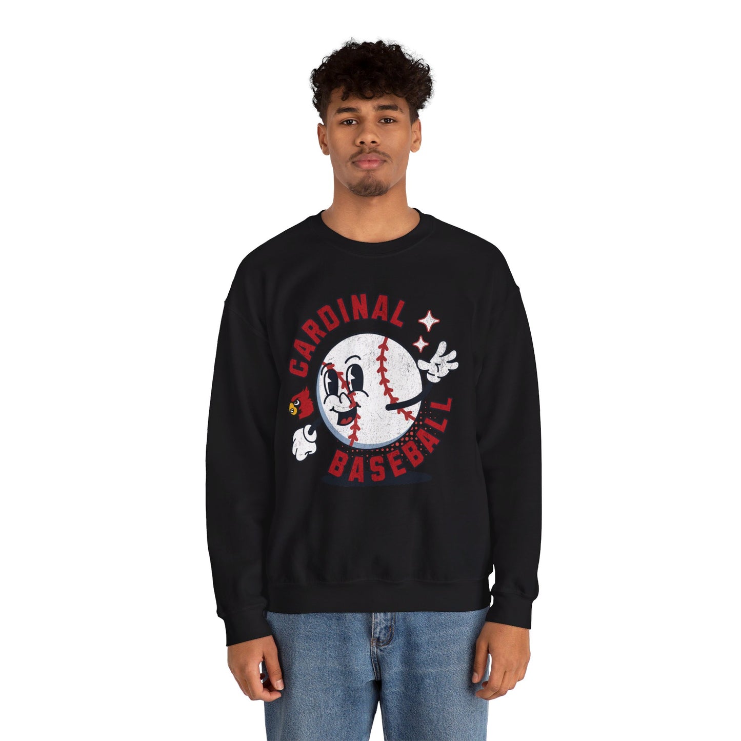 Retro Cardinal Baseball - Unisex Heavy Blend™ Crewneck Sweatshirt