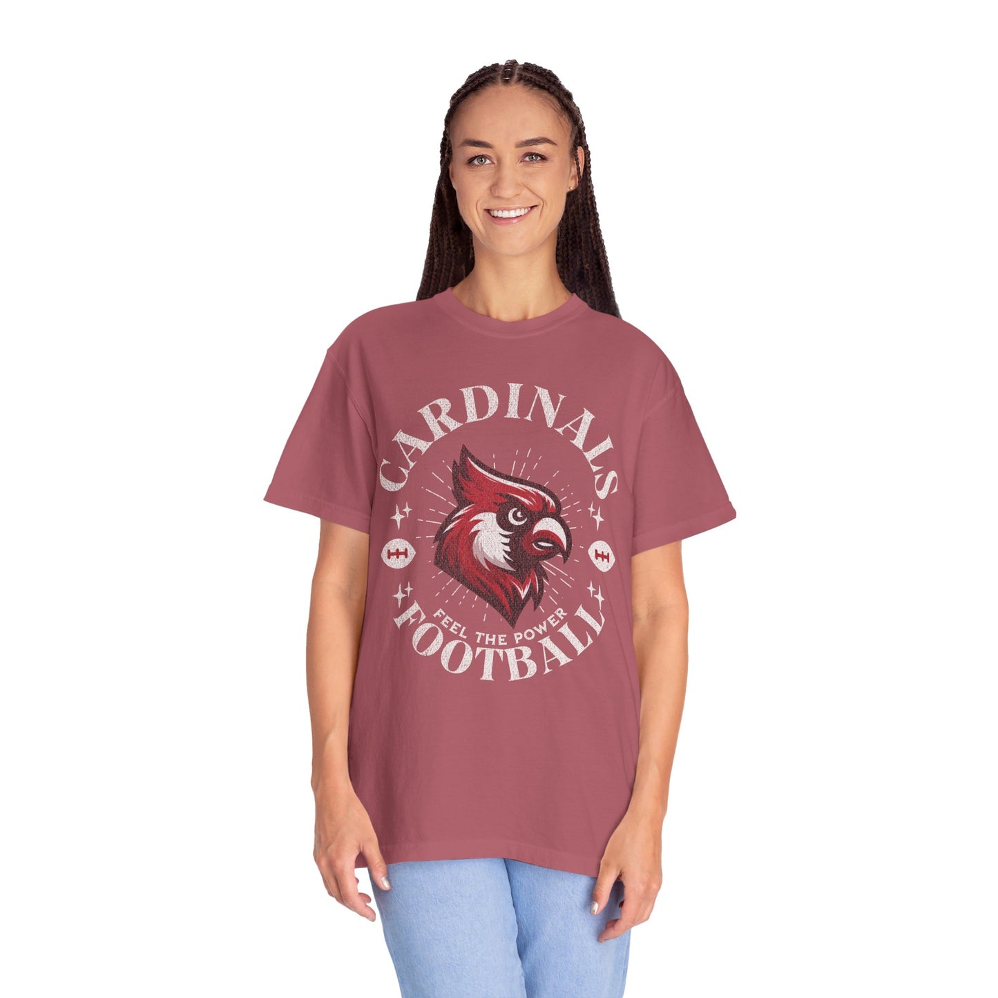Cardinal Football Distressed - Comfort Colors T-shirt