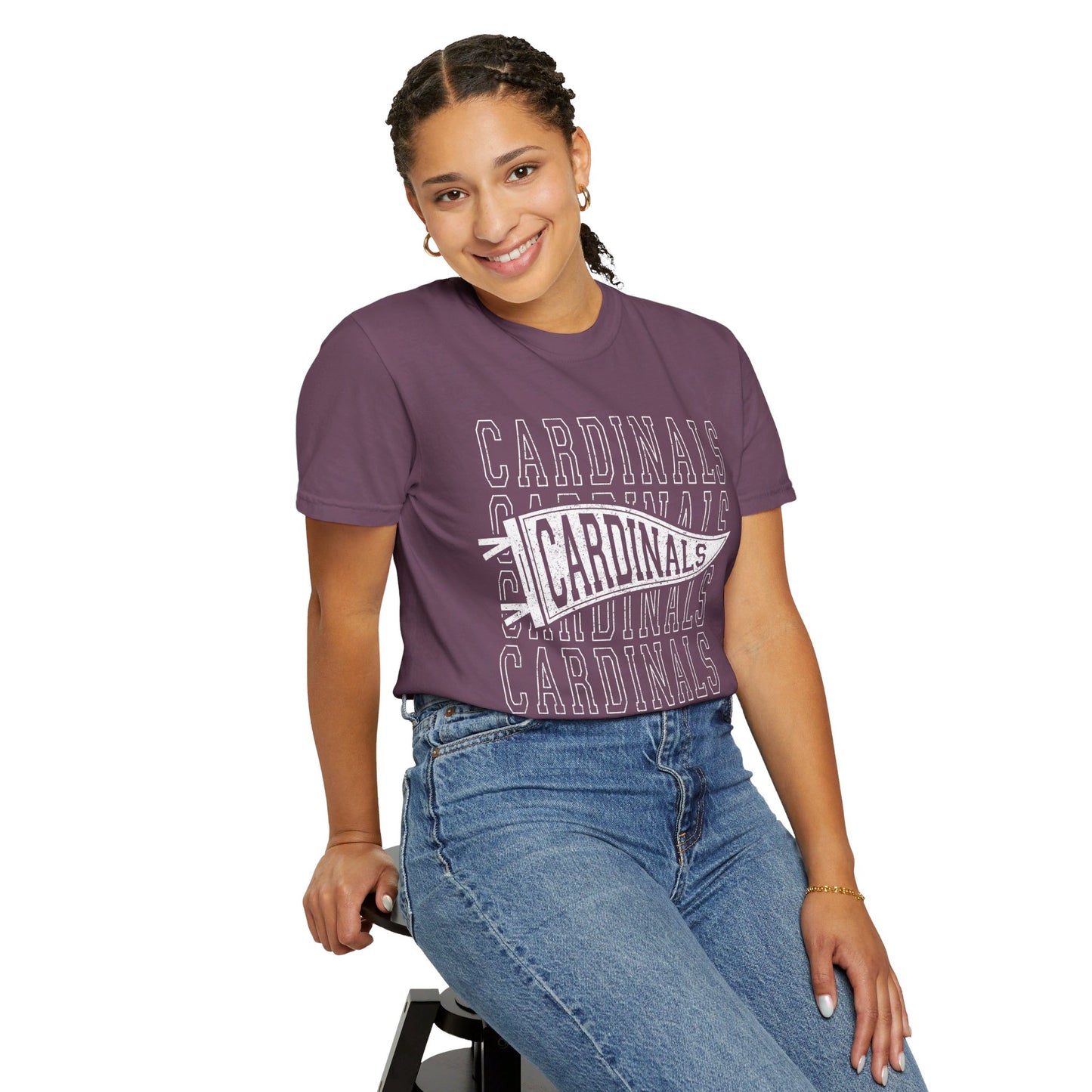 Cardinal Distressed Pennant - Comfort Colors T-shirt