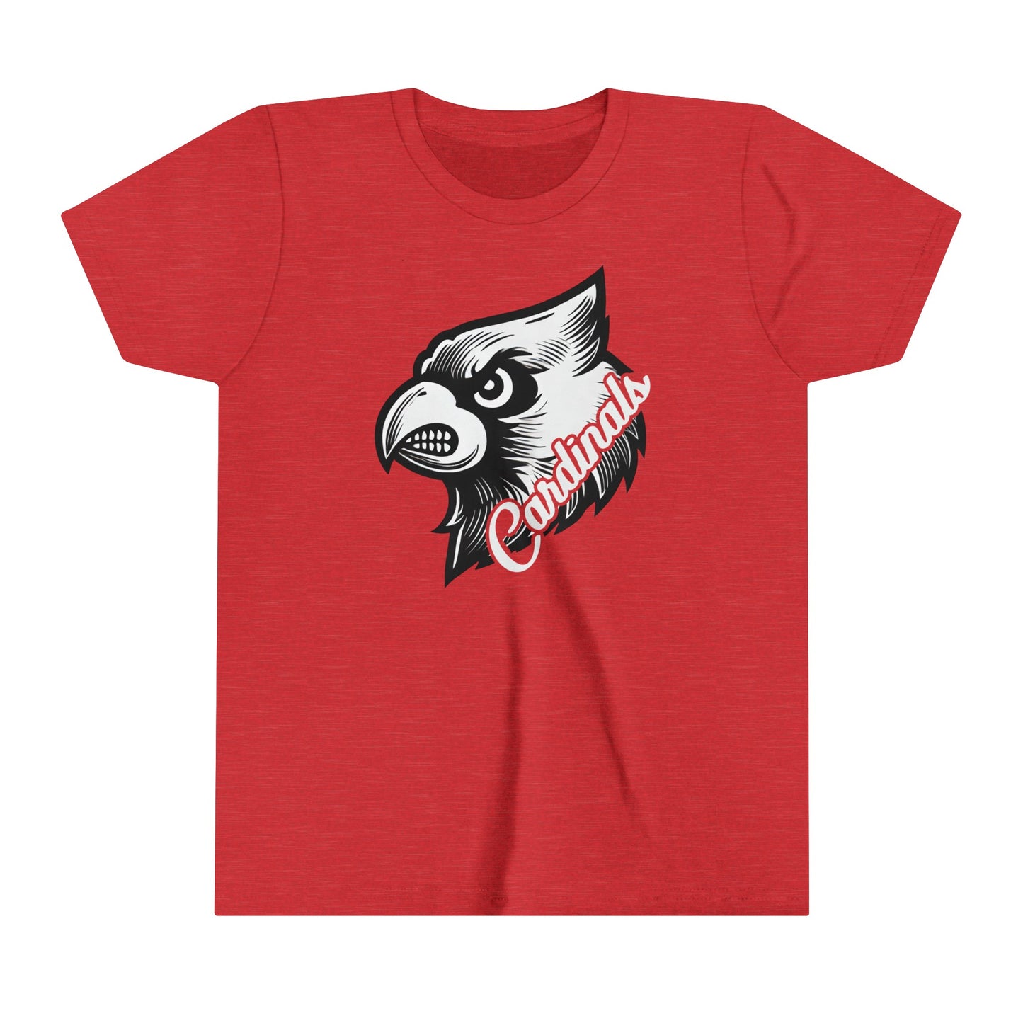 Black and White Cardinal Inset Text - Bella + Canvas Youth Tee