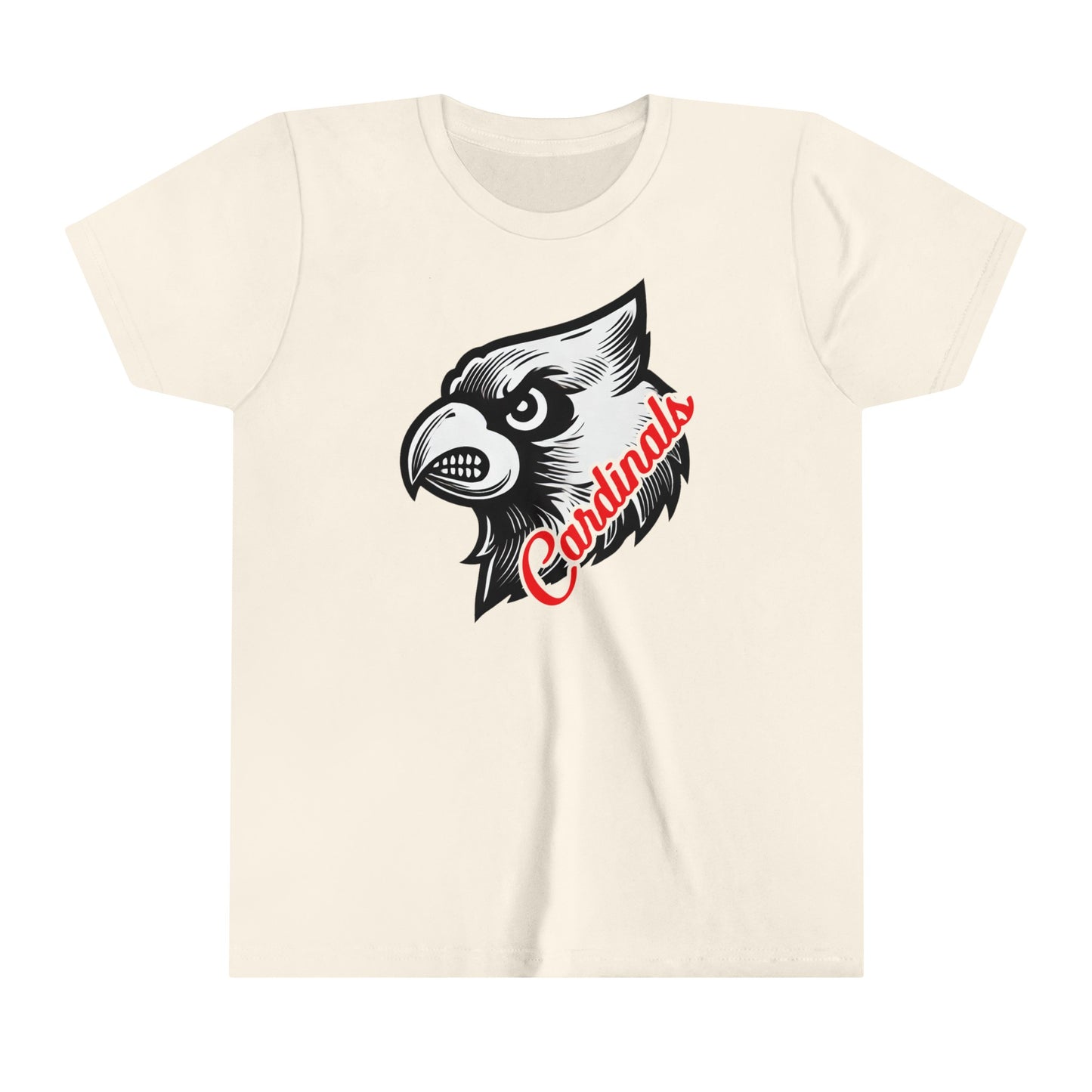 Black and White Cardinal Inset Text - Bella + Canvas Youth Tee