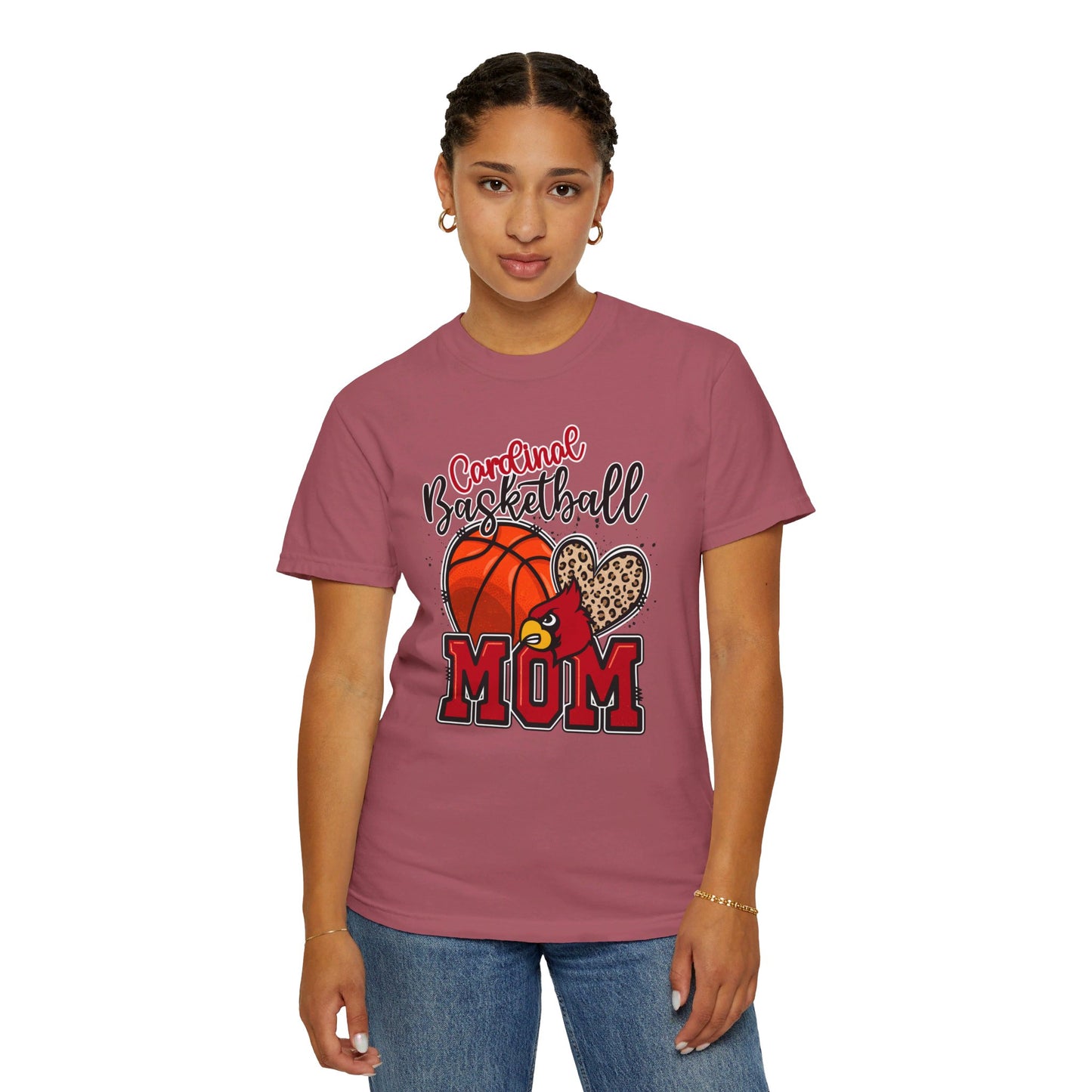Cardinal Basketball Mom Leopard - Comfort Colors T-shirt