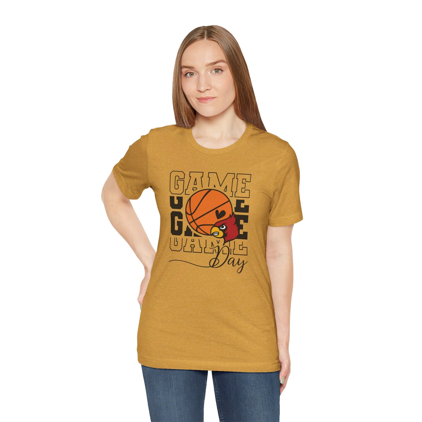 Cardinal Game Day Basketball - Bella + Canvas Short Sleeve Tee
