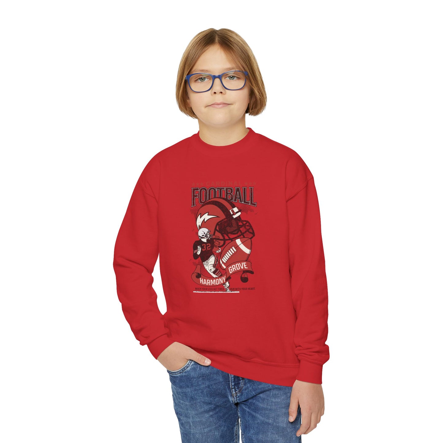 Vintage Cardinal Football - Youth Crew Sweatshirt