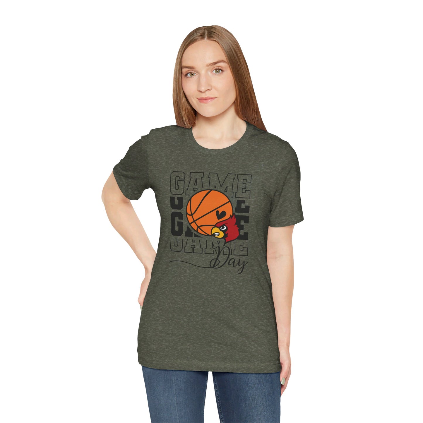 Cardinal Game Day Basketball - Bella + Canvas Short Sleeve Tee