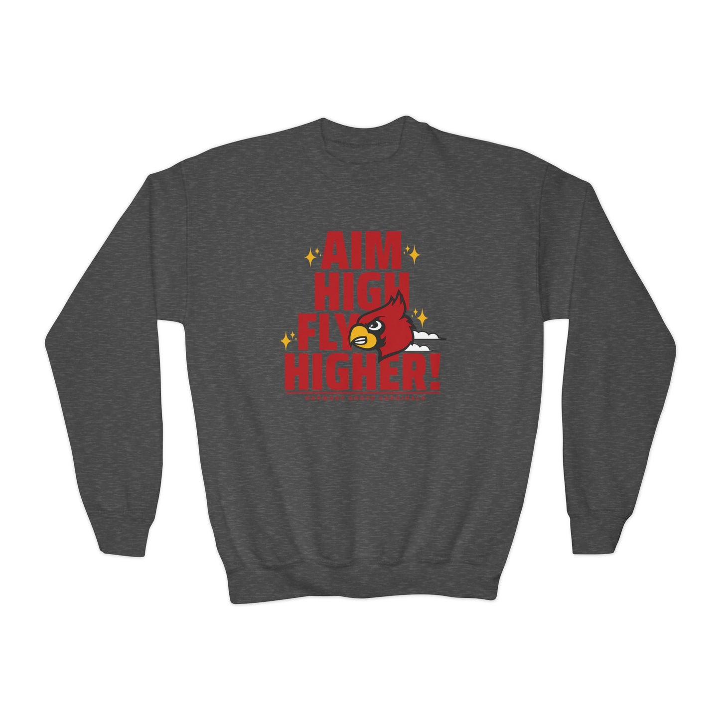 Aim High Fly Higher Cardinal - Youth Crew Sweatshirt