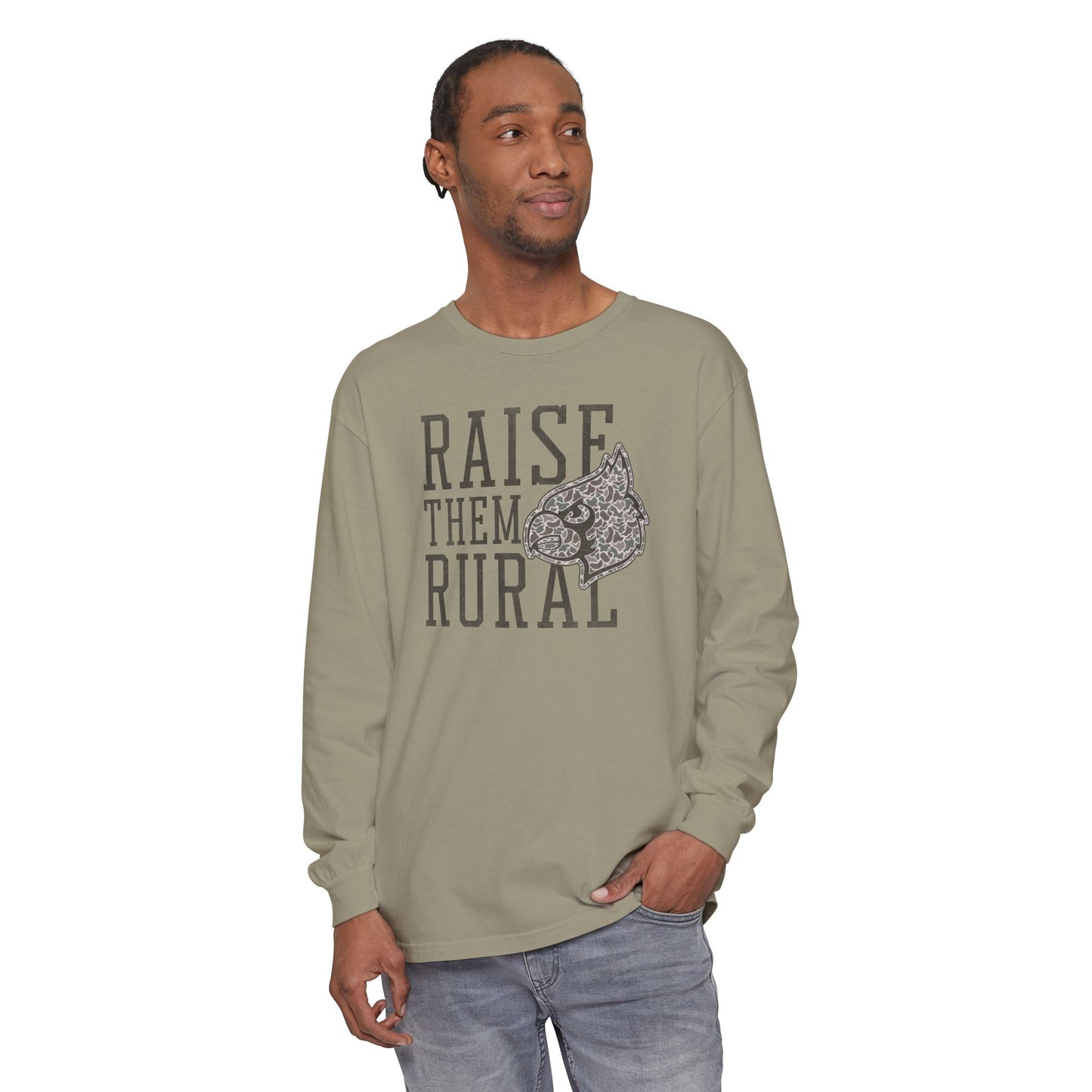 Old School Camo Raise them Rural Cardinal - Comfort Colors Long Sleeve T-Shirt