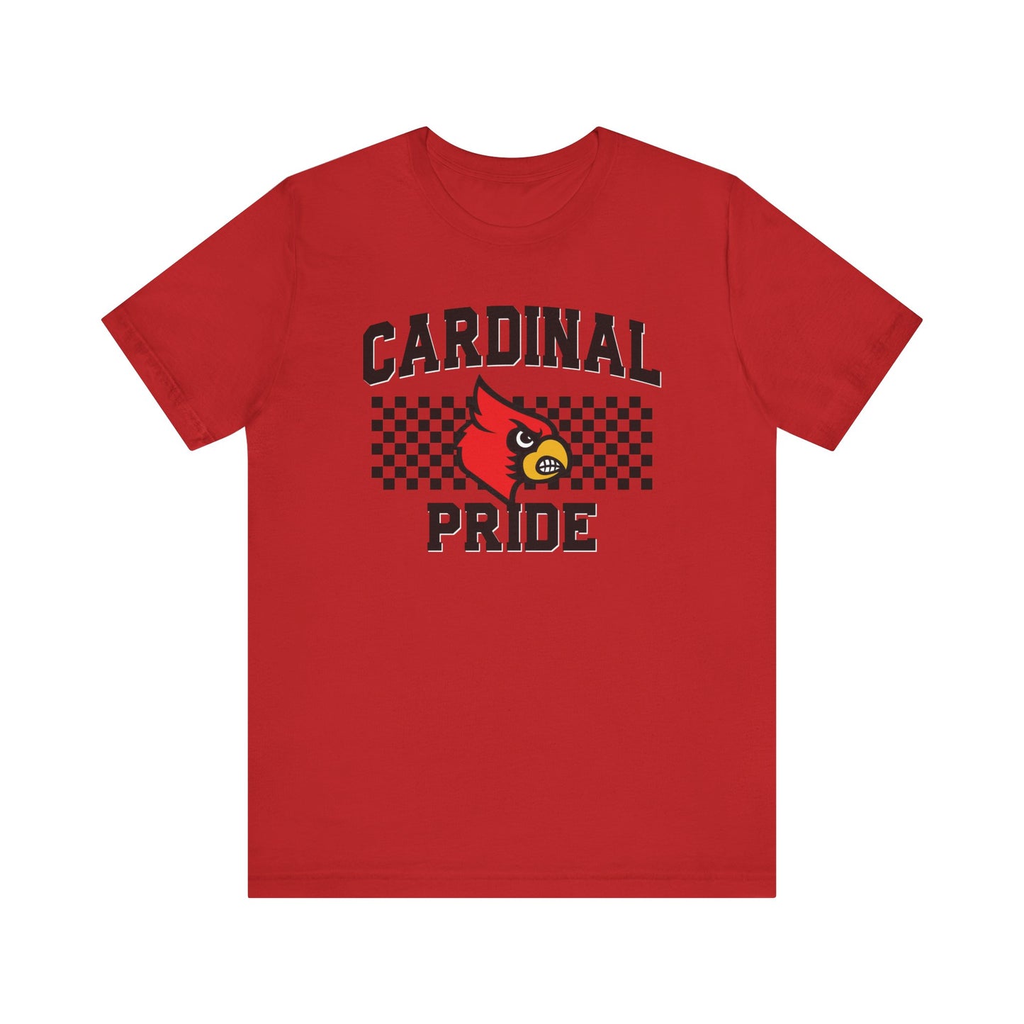 Cardinal Pride Black and White Checkerboard - Bella + Canvas Short Sleeve Tee