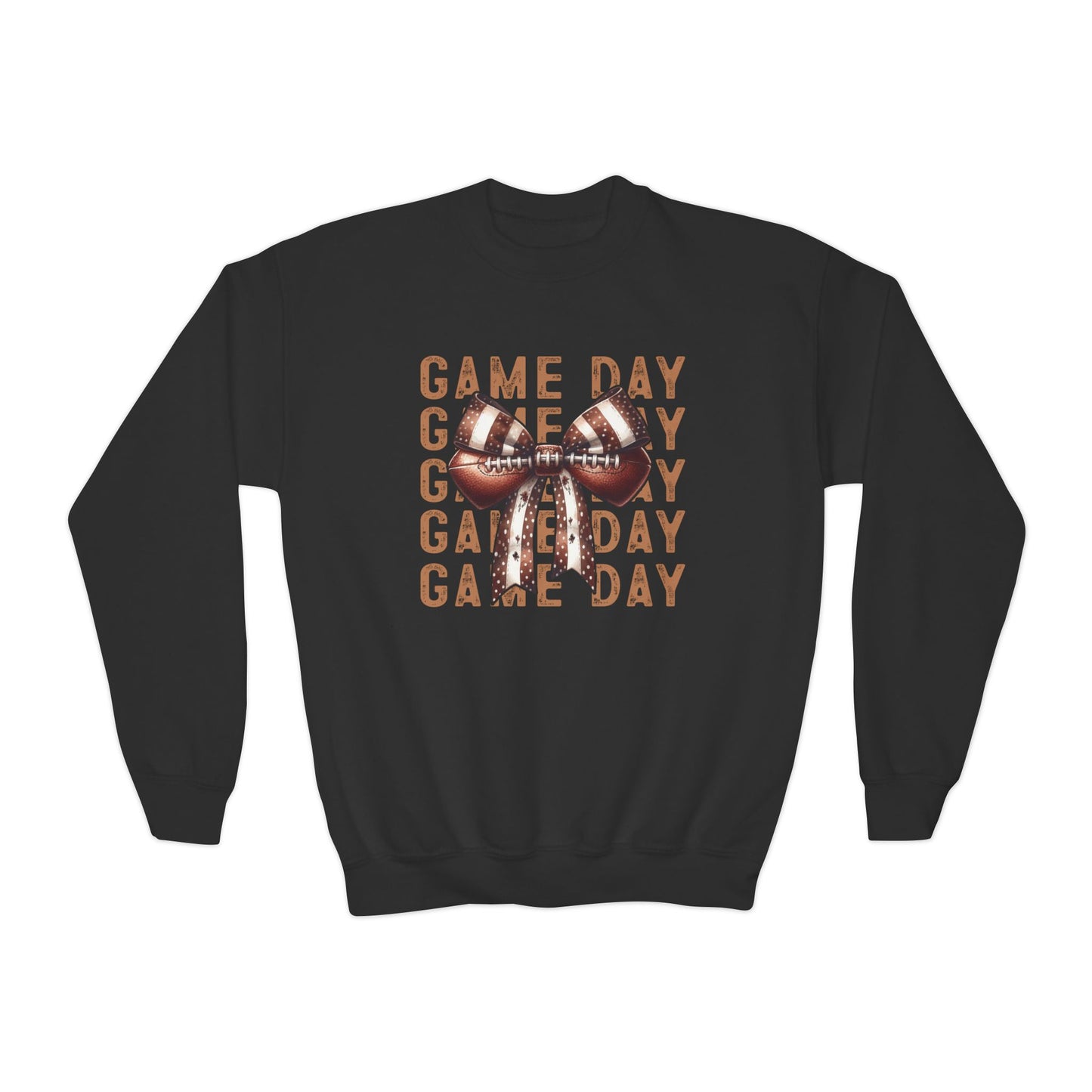 Game Day Football Bow - Youth Crew Sweatshirt