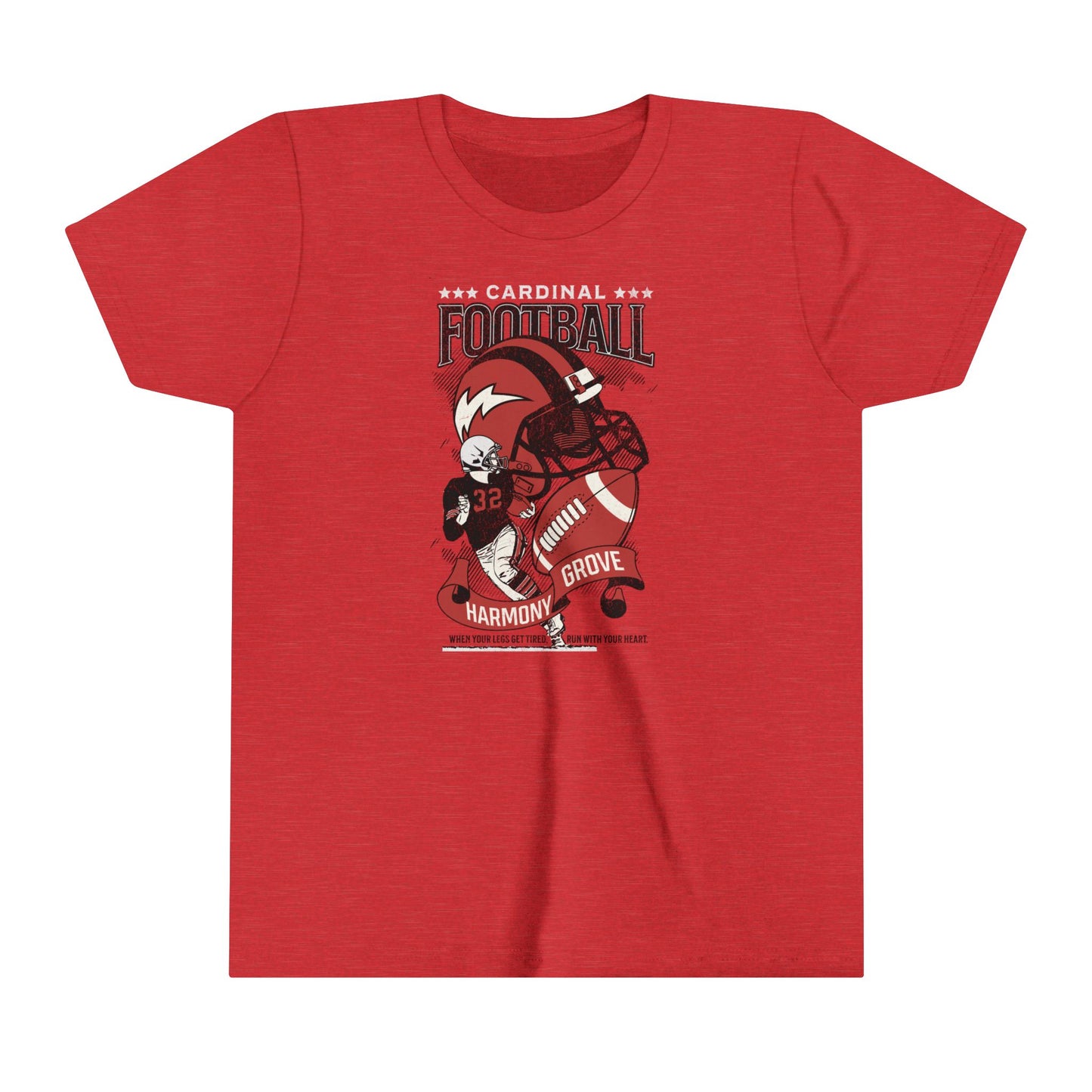 Vintage Cardinal Football - Bella + Canvas Youth Tee