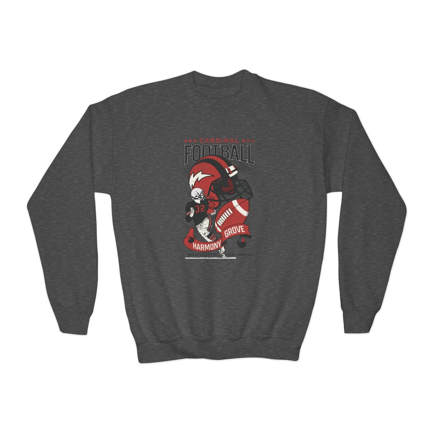 Vintage Cardinal Football - Youth Crew Sweatshirt