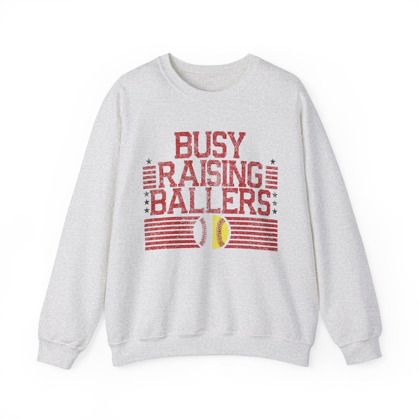 Busy Raising Ballers Baseball and Softball - Unisex Heavy Blend™ Crewneck Sweatshirt