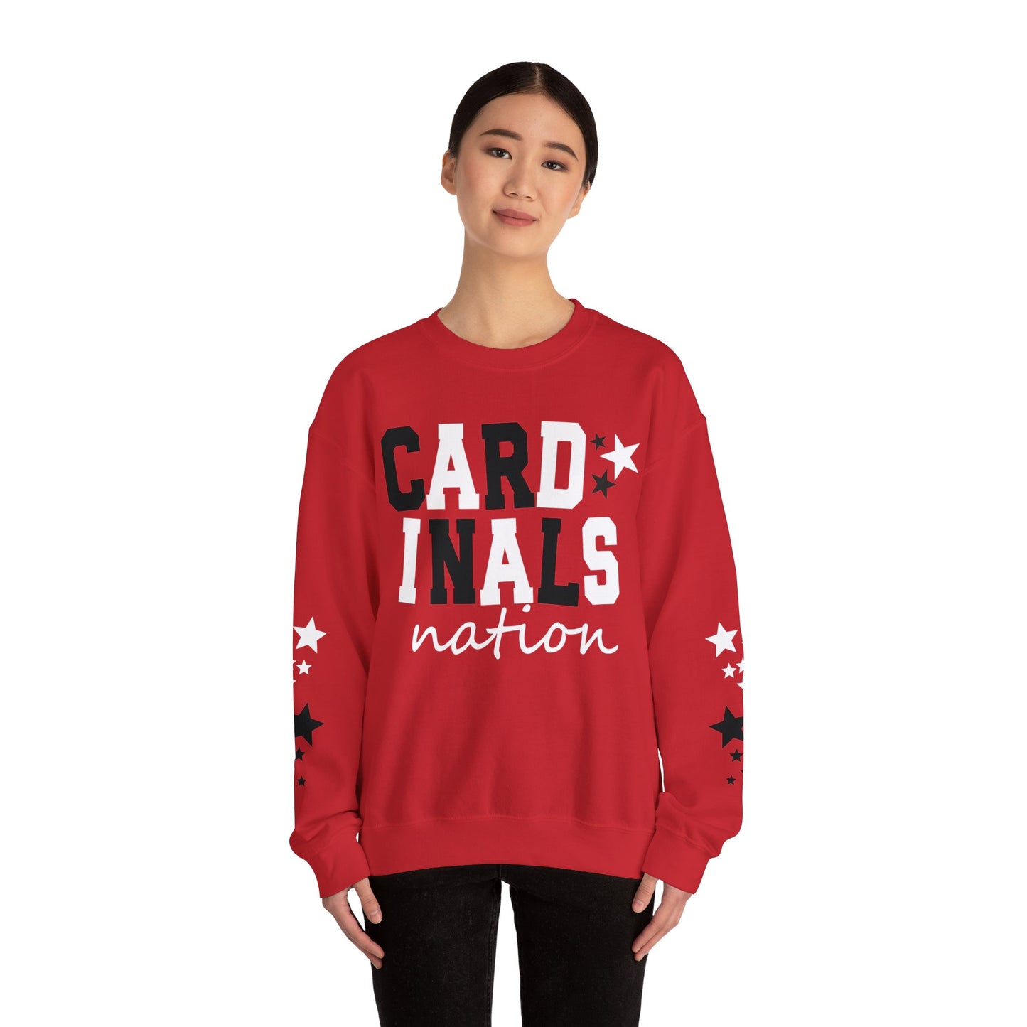 Cardinals Nation with Star Sleeves - Unisex Heavy Blend™ Crewneck Sweatshirt