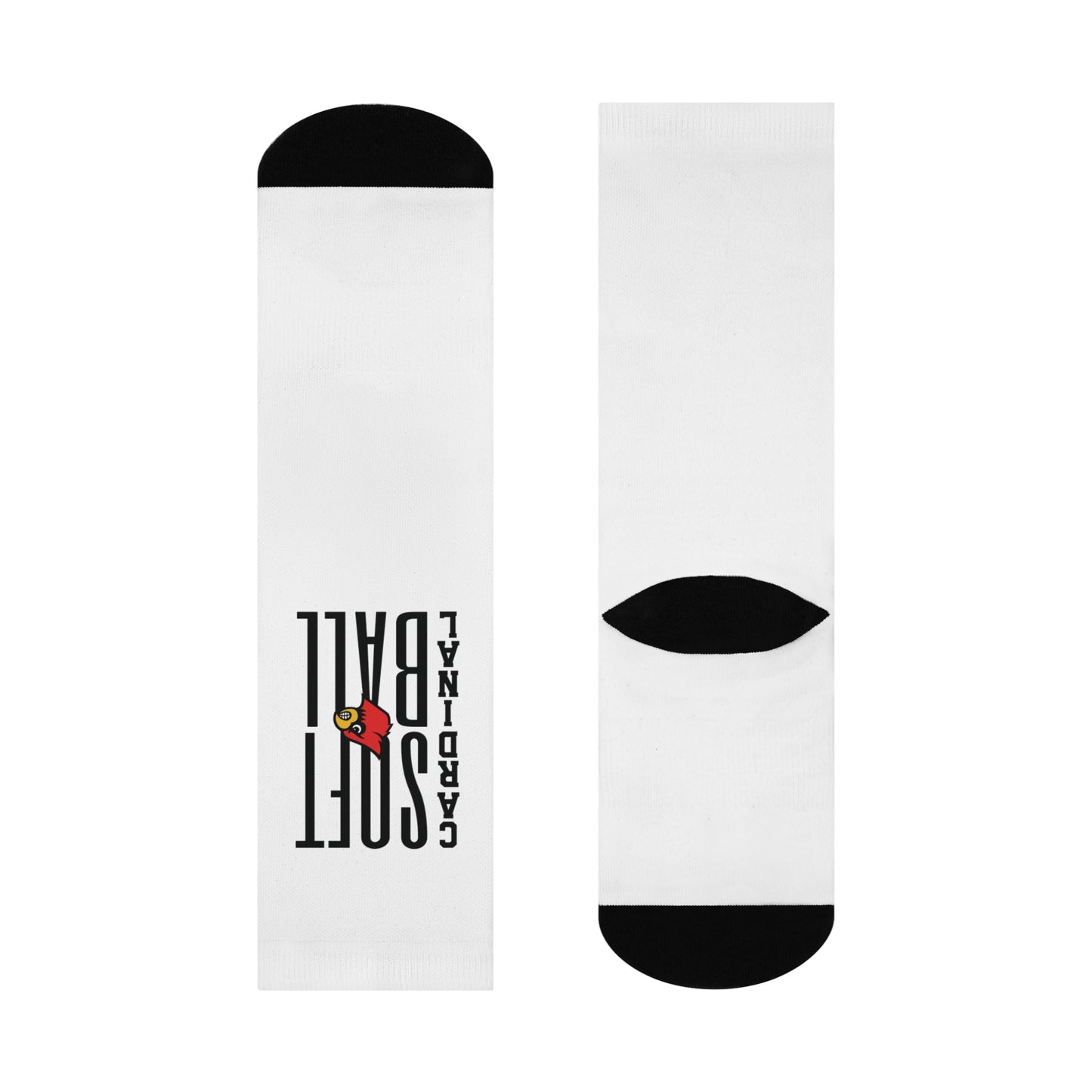 Cardinal Softball - White Cushioned Crew Socks