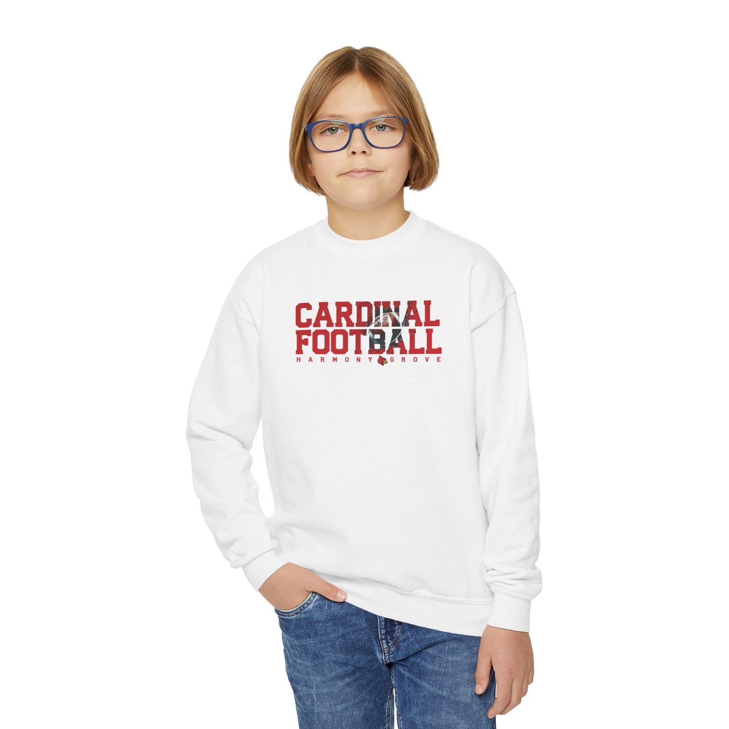 HG Cardinal Football - Youth Crew Sweatshirt