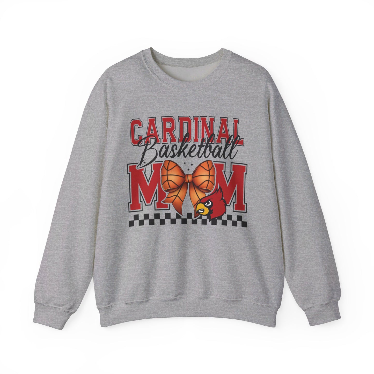Cardinal Basketball Mom Checkerboard - Unisex Heavy Blend™ Crewneck Sweatshirt