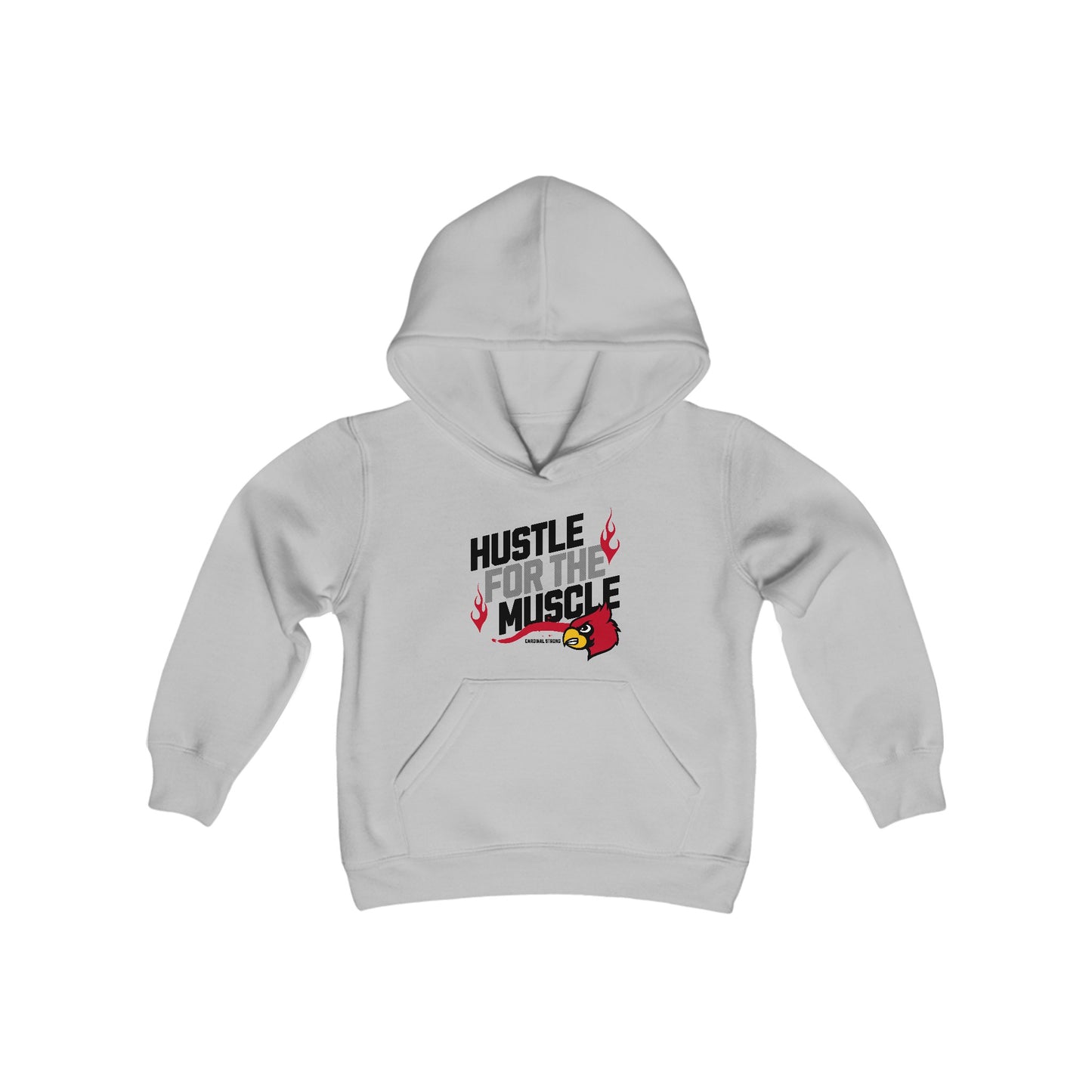 Hustle for the Muscle Cardinal - Youth Heavy Blend Hooded Sweatshirt
