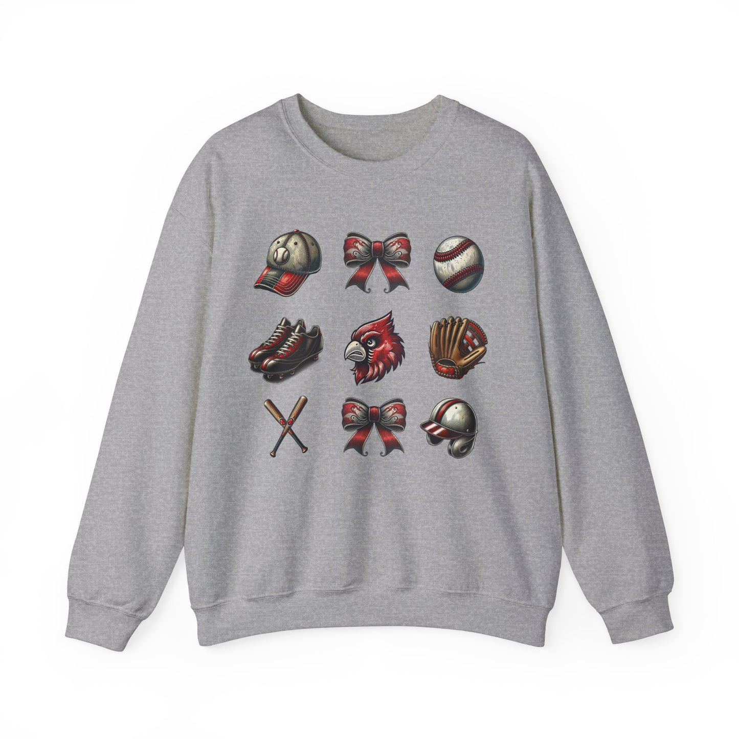 Cardinal Vintage Baseball Coquette - Unisex Heavy Blend™ Crewneck Sweatshirt