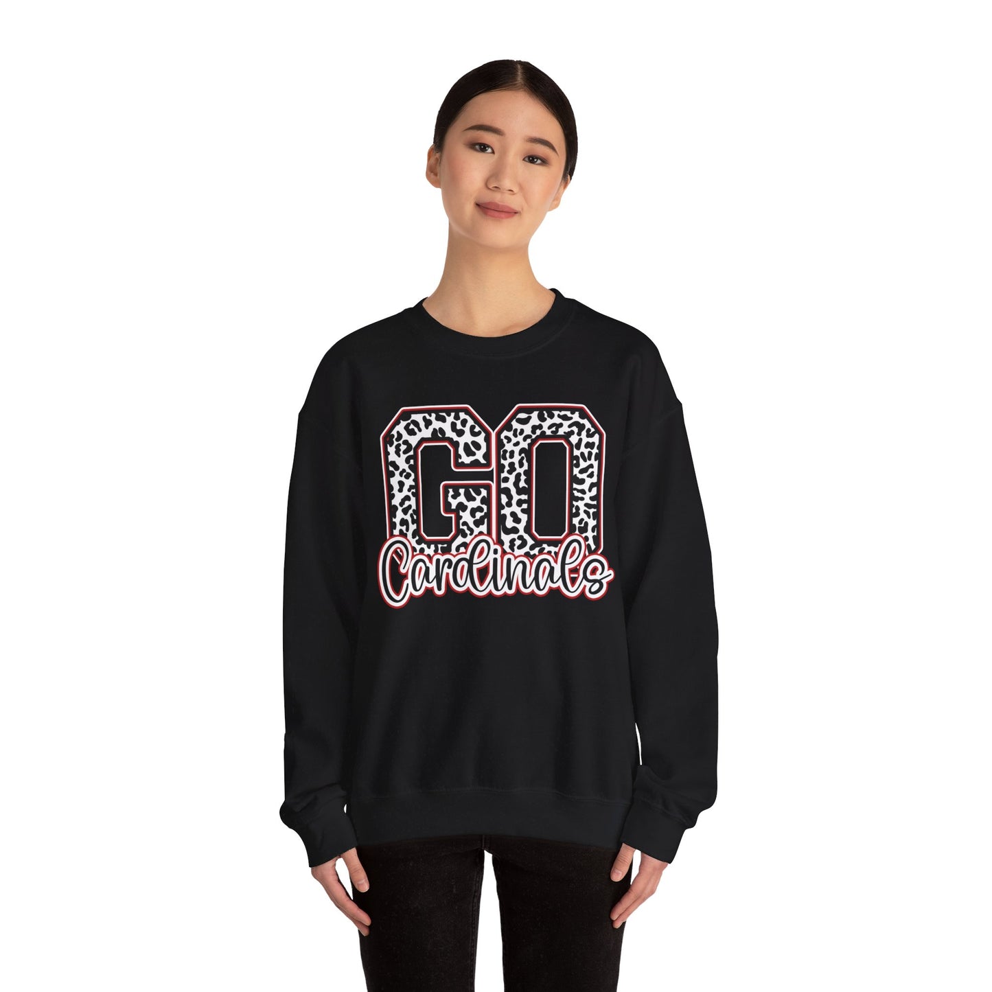 Go Cardinals Leopard Letters - Unisex Heavy Blend™ Crewneck Sweatshirt