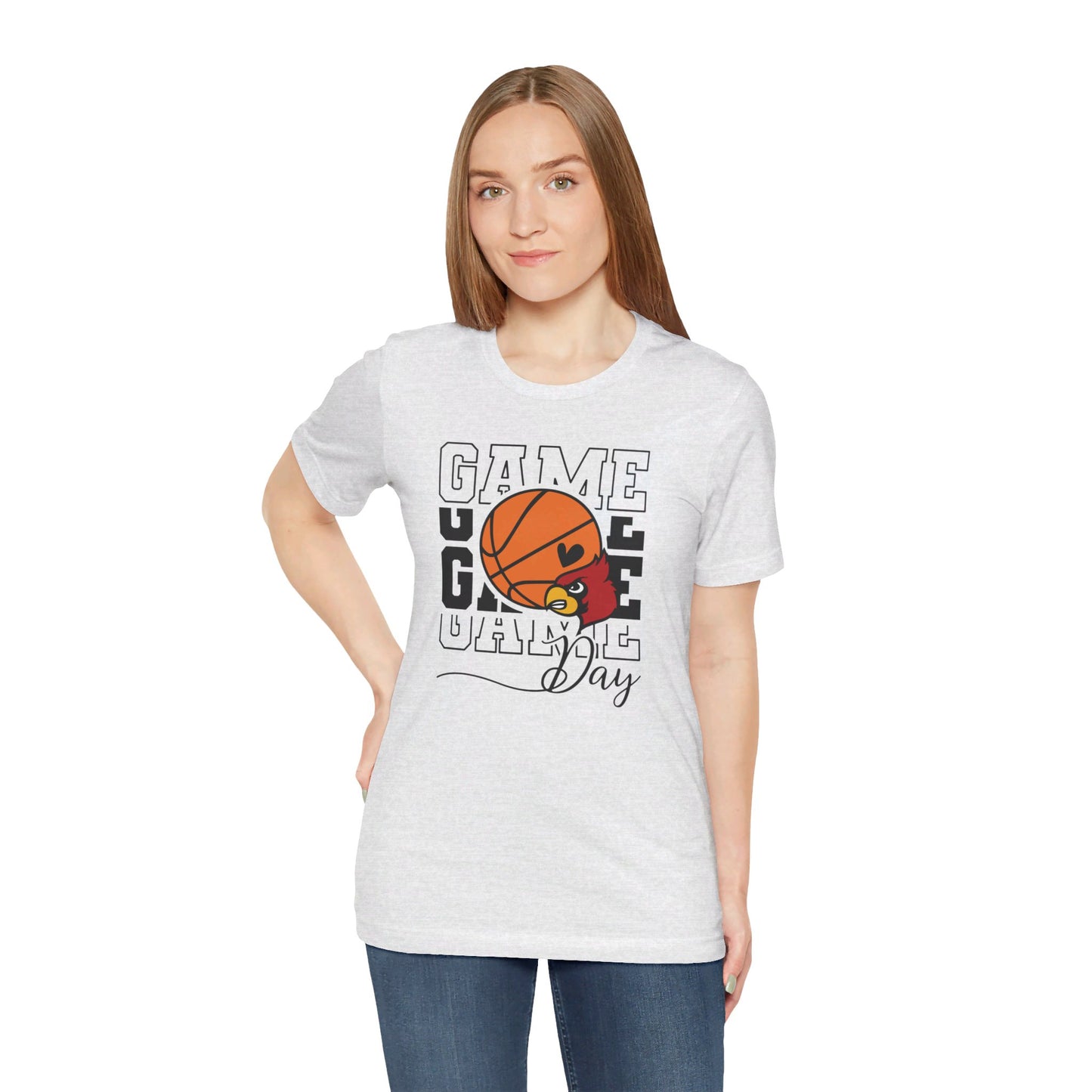 Cardinal Game Day Basketball - Bella + Canvas Short Sleeve Tee