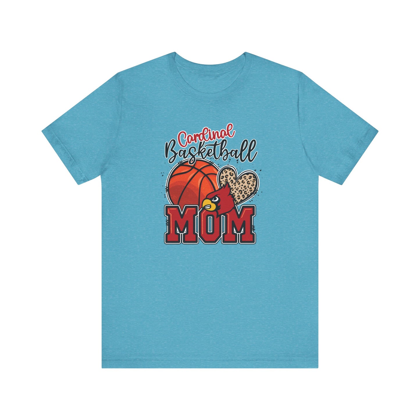 Cardinal Basketball Mom Leopard - Bella + Canvas Short Sleeve Tee