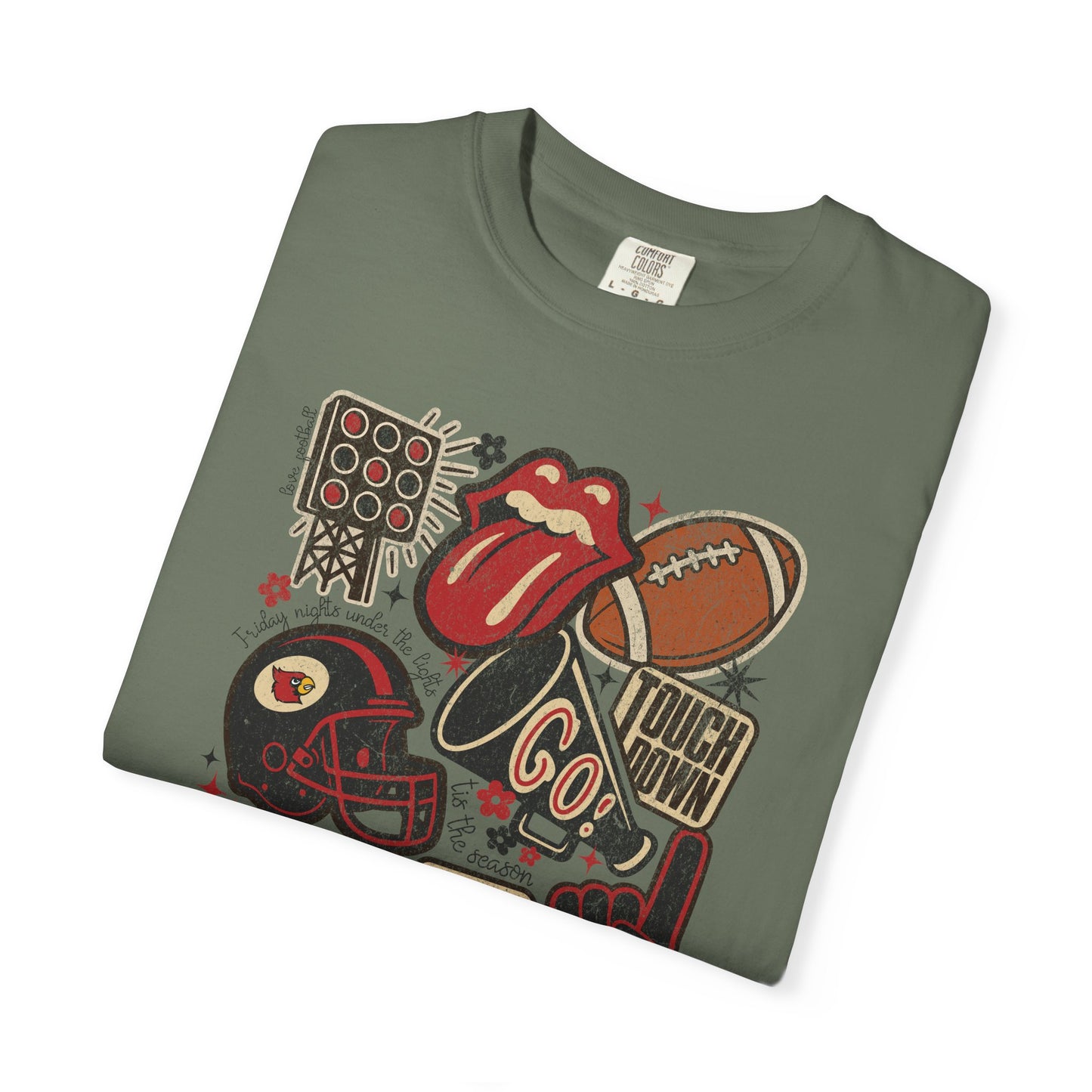 Cardinal Football Collage - Comfort Colors T Shirt