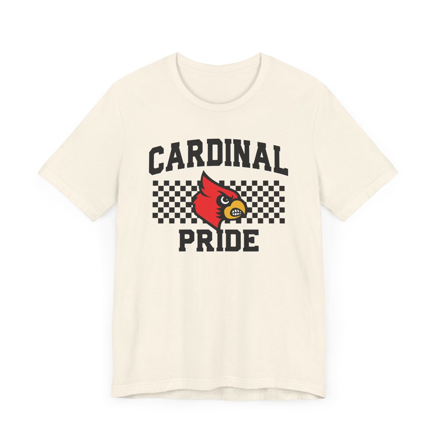 Cardinal Pride Black and White Checkerboard - Bella + Canvas Short Sleeve Tee