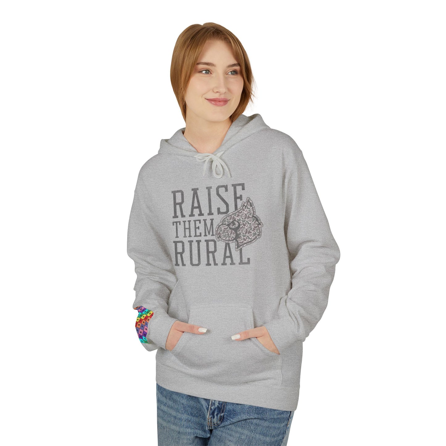 Old School Camo Raise them Rural Cardinal Football - Midweight Softstyle Fleece Hoodie