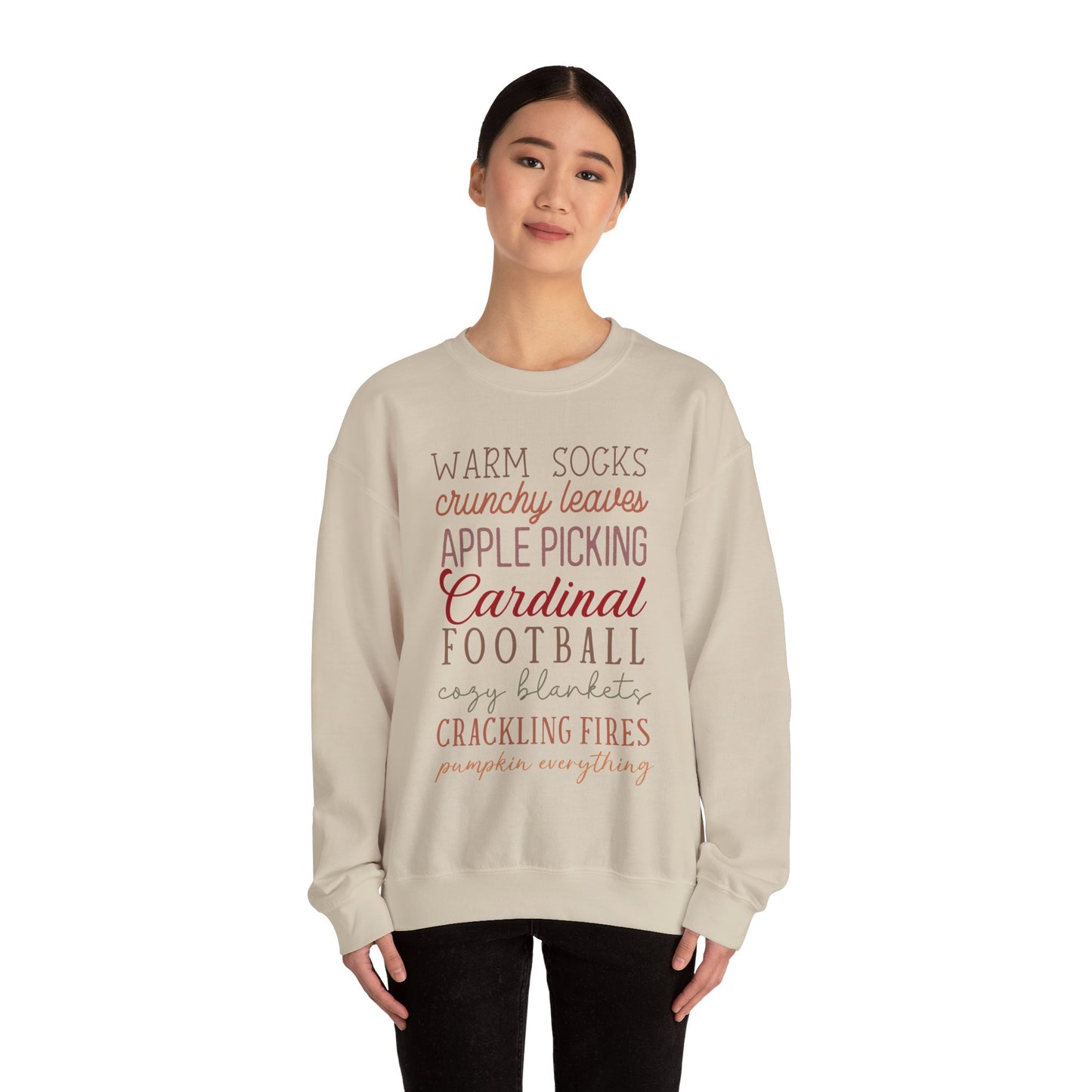 Fall Sayings Cardinal Football - Unisex Heavy Blend™ Crewneck Sweatshirt