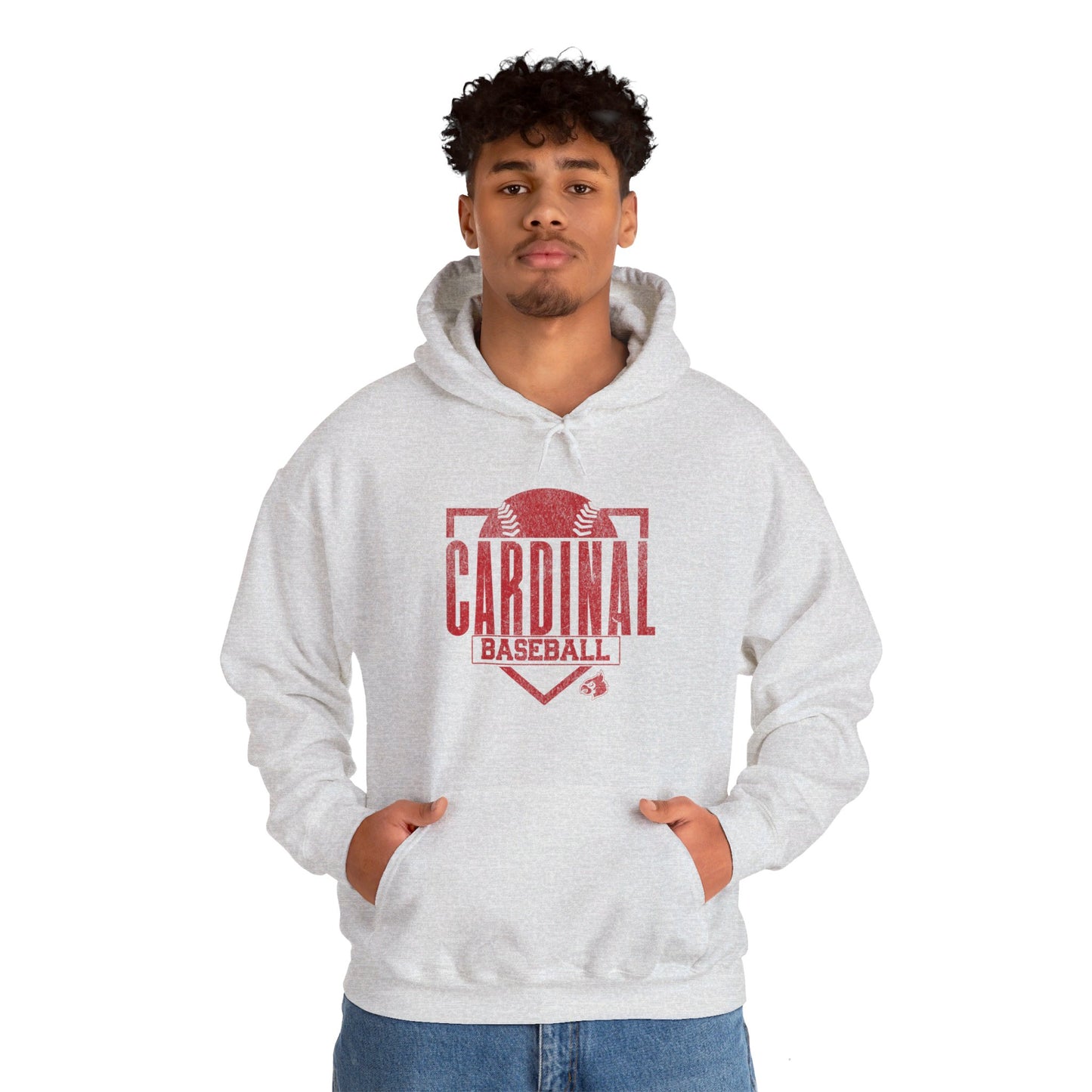 Vintage Cardinal Baseball Plate - Unisex Heavy Blend™ Hooded Sweatshirt
