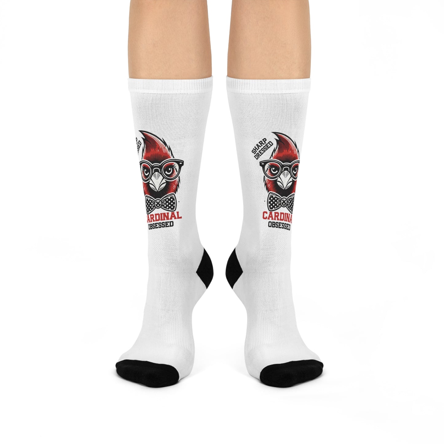 Copy of Sharp Dressed Cardinal Obsessed - White Cushioned Crew Socks