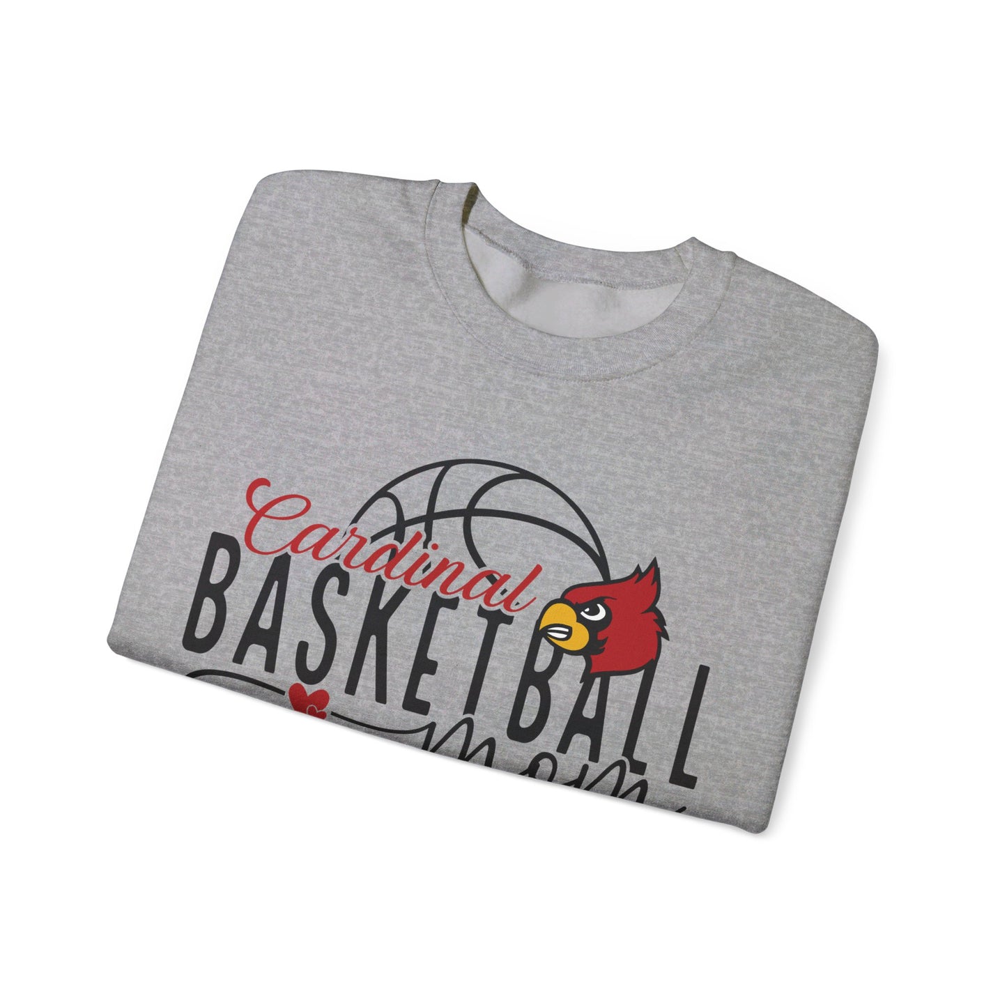 Cardinal Basketball Mom Hearts - Unisex Heavy Blend™ Crewneck Sweatshirt
