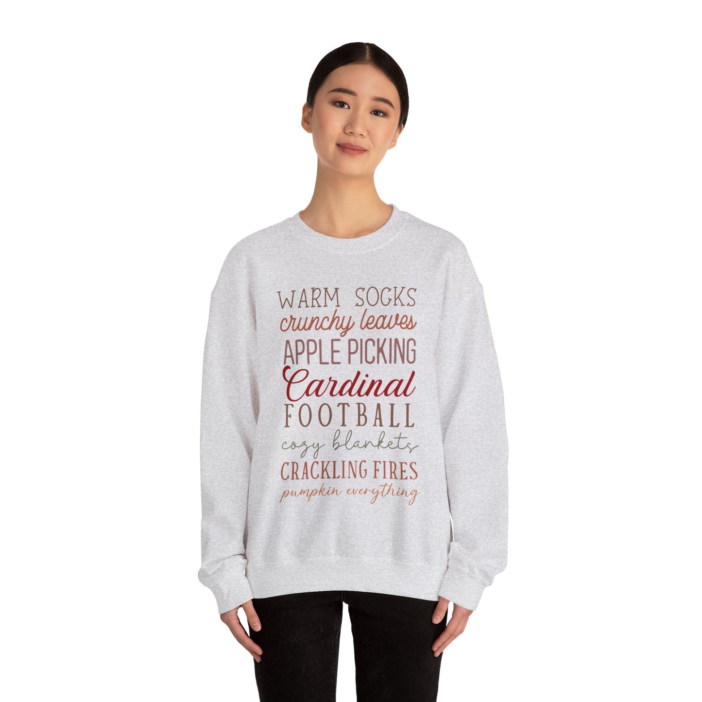 Fall Sayings Cardinal Football - Unisex Heavy Blend™ Crewneck Sweatshirt