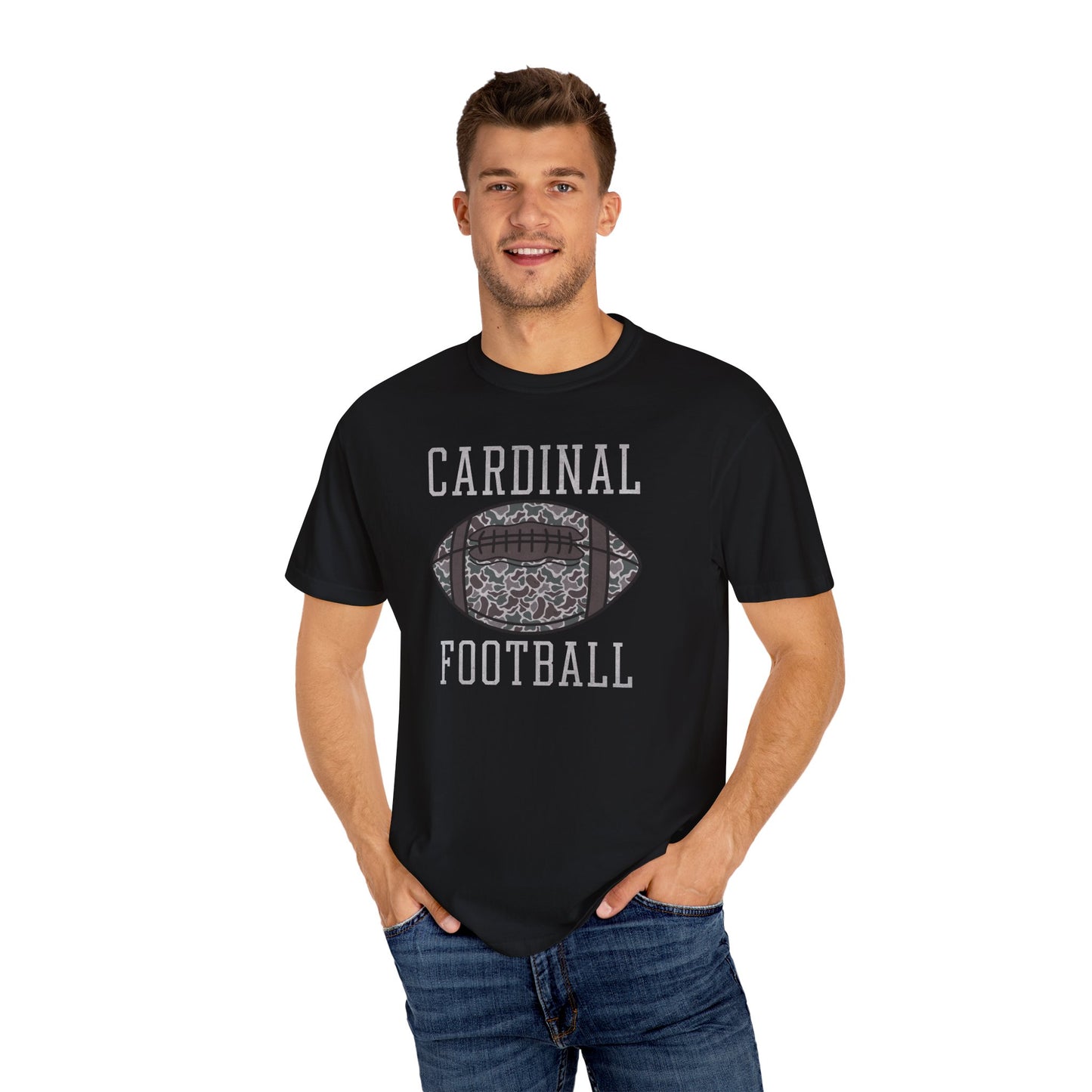 Old School Camo Distressed Football - Comfort Colors T Shirt