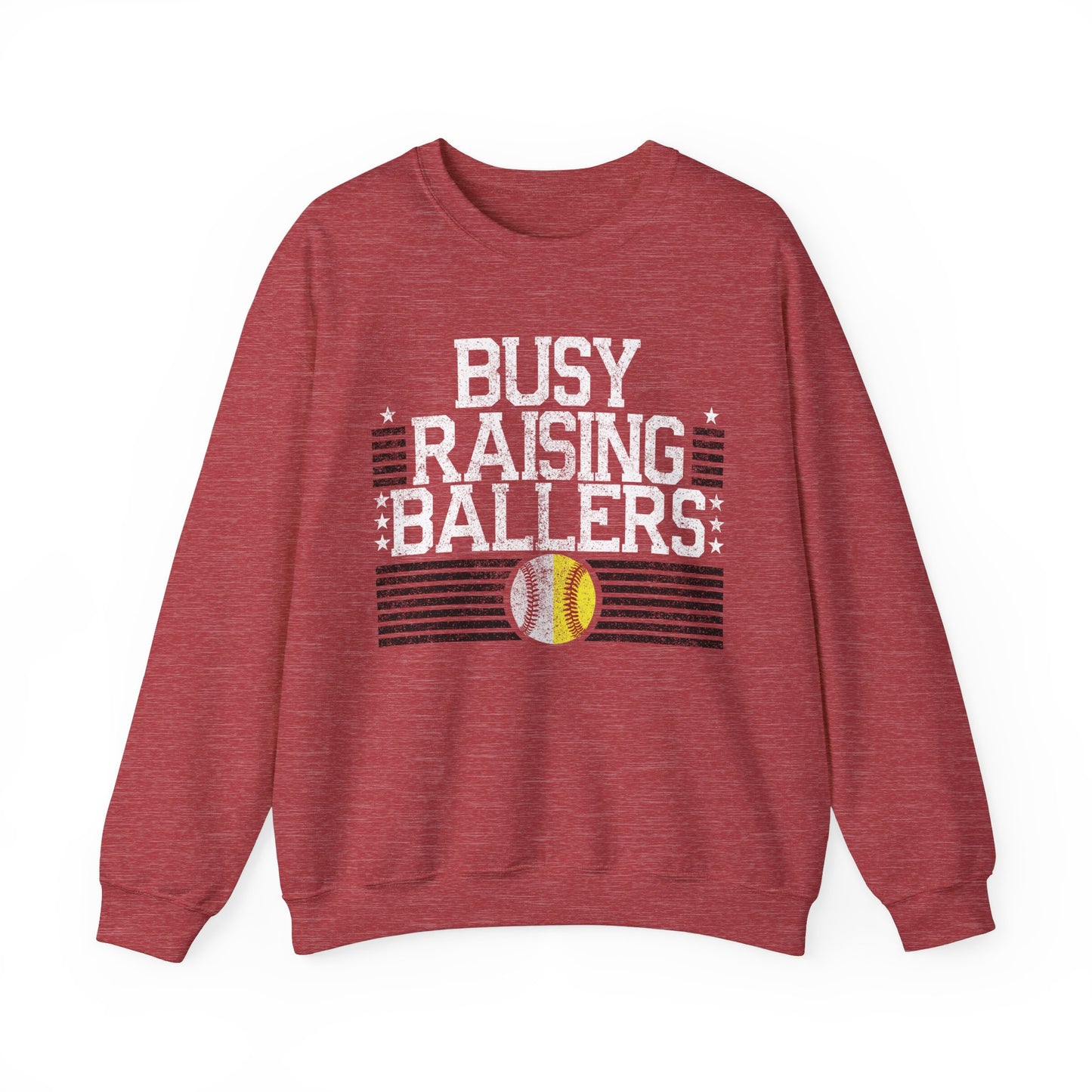 Busy Raising Ballers Baseball and Softball - Unisex Heavy Blend™ Crewneck Sweatshirt