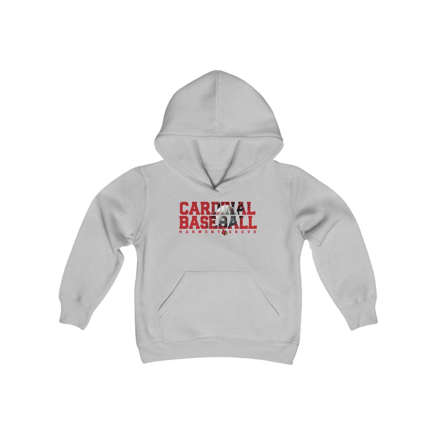 Harmony Grove Cardinal Baseball - Youth Heavy Blend Hooded Sweatshirt